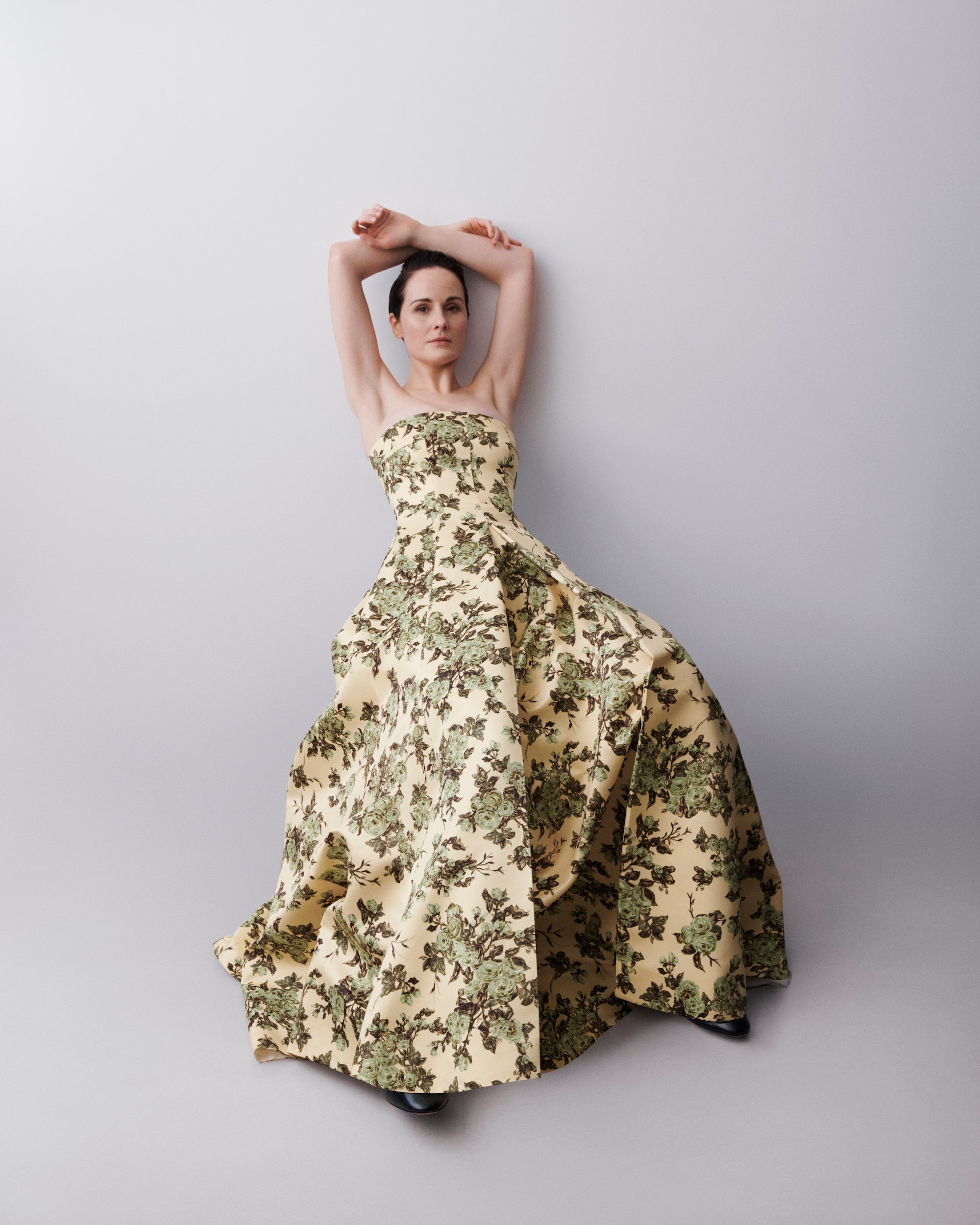 emilia wickstead dress Pinah Dress In Green Graphic Rose Jacquard