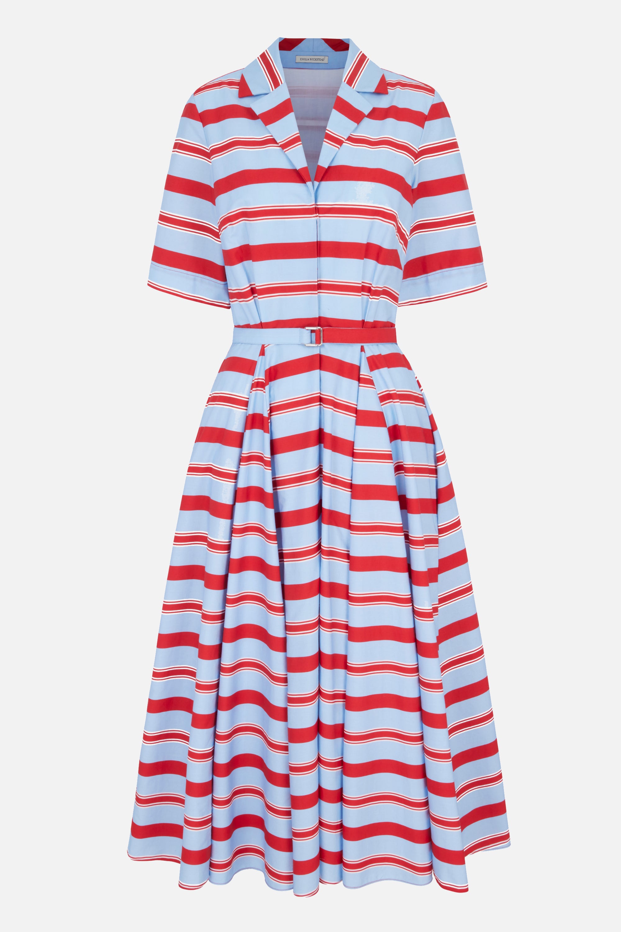red blue and white striped dress Sail to Sable Red, White & Blue Ric-Rac Button Front Mini Dress NAVY/MULTI / XXS / SU25STW10