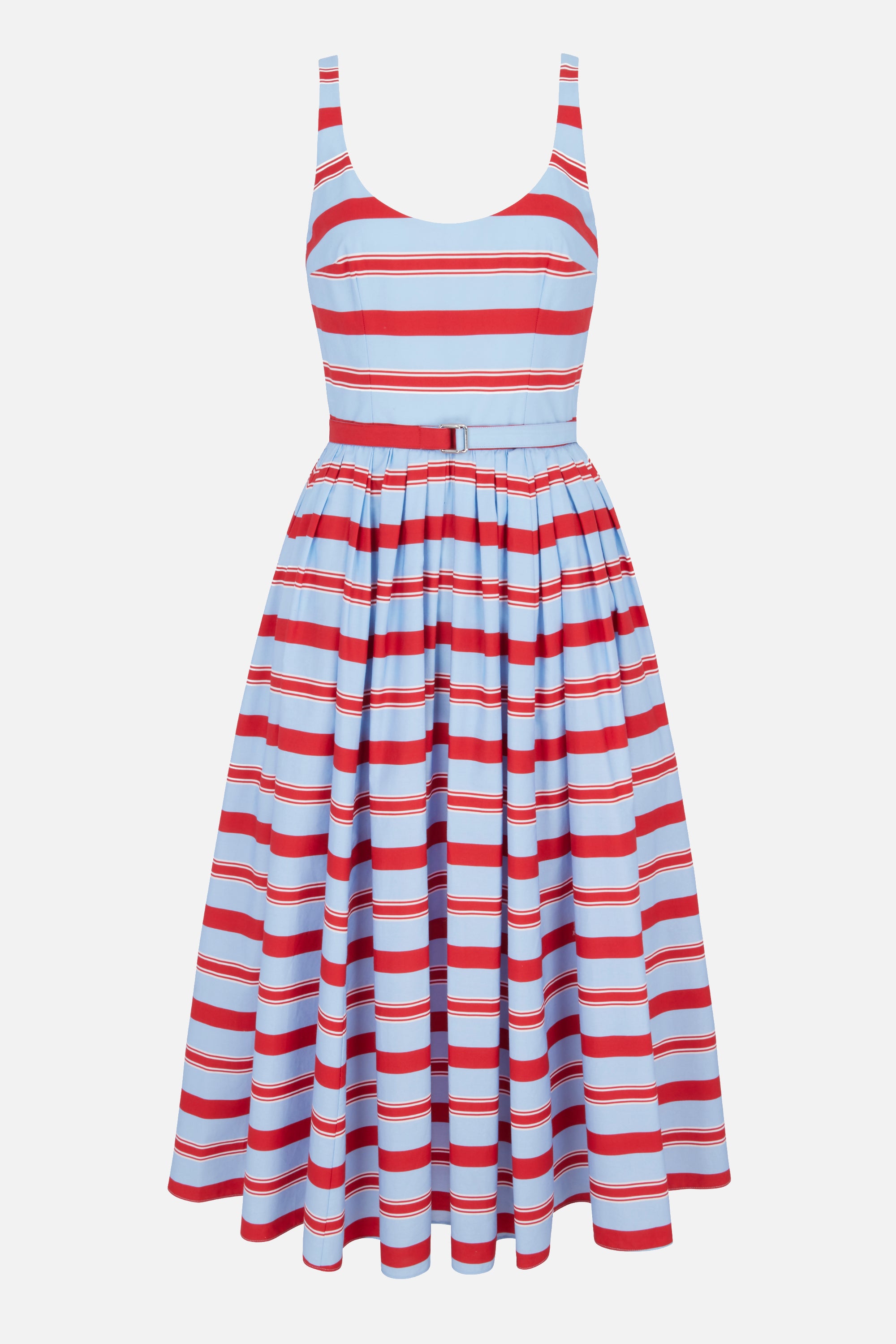 Emilia Wickstead - Eglantine Dress - Blue & Red Striped Cotton Popclan