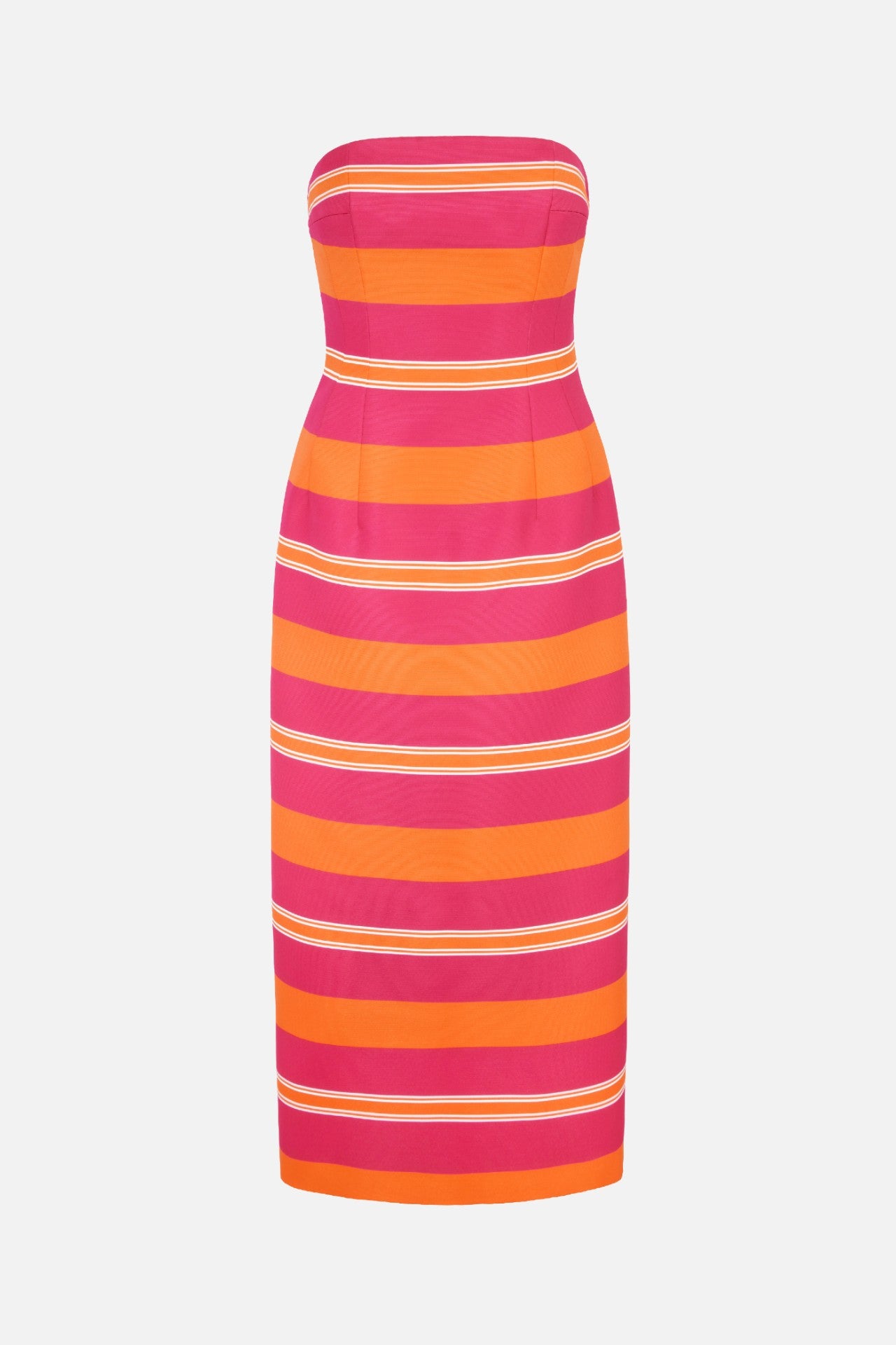 Leila Dress in Hot Pink & Orange Stripe Taffeta Faille– Emilia Wickstead