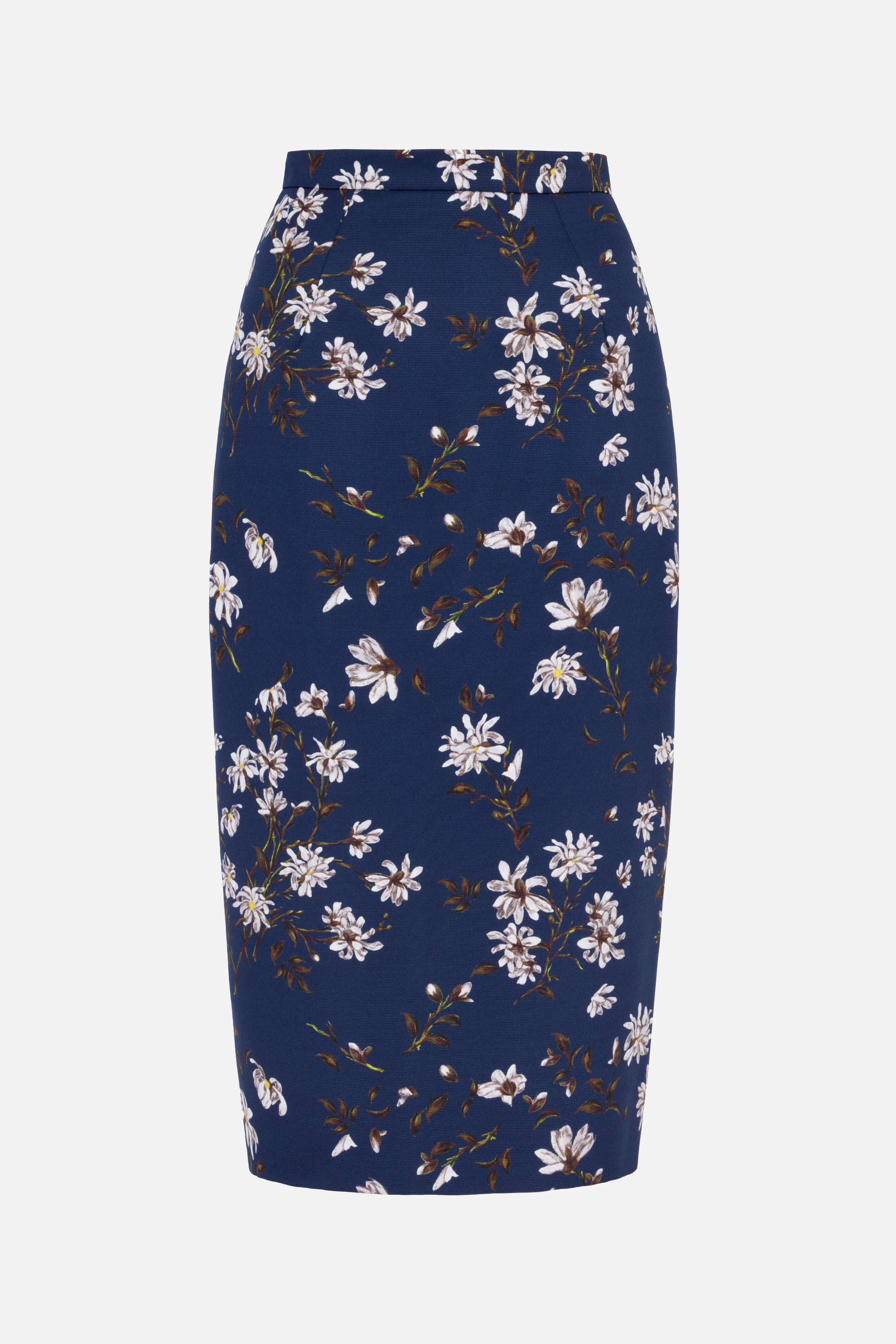 Lorelei Skirt in Midnight Magnolia Print Taffeta Faille– Emilia