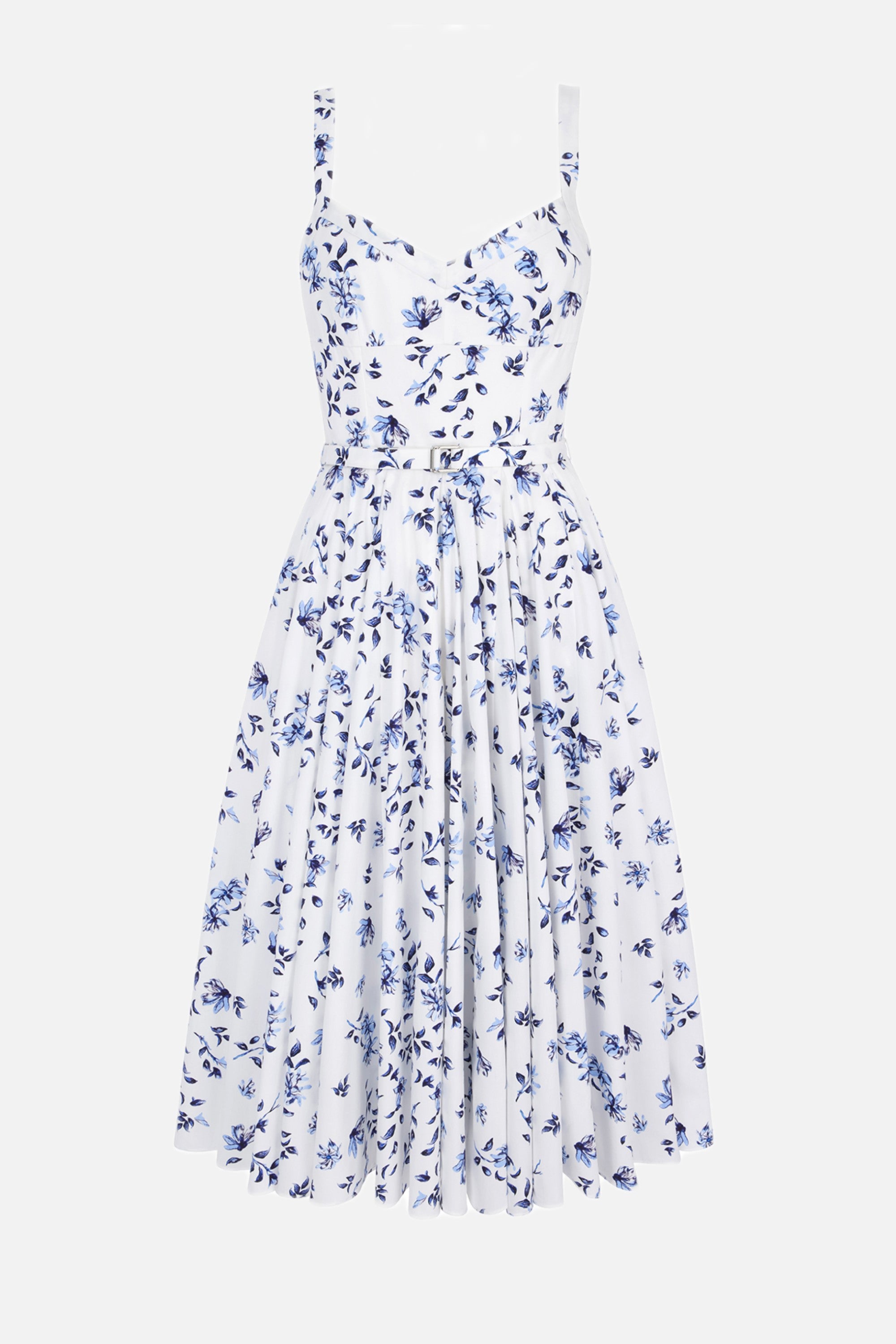 Elita Dress in Blue Scattered Daisies on White Cotton Emilia Wickstead