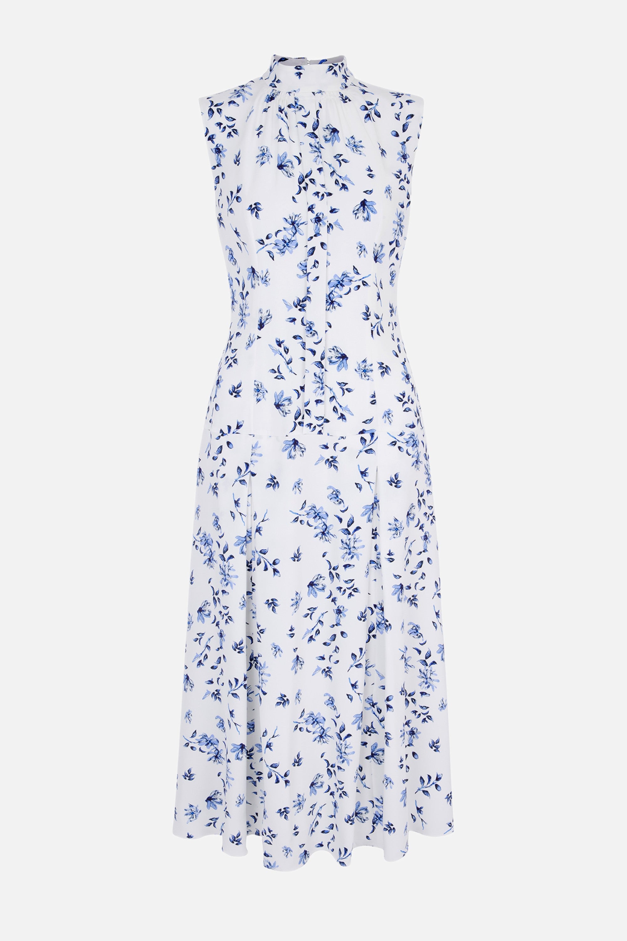 joelle white linen midi dress Joelle Dress in Blue Scattered Daisies on White Silk– Emilia Wickstead