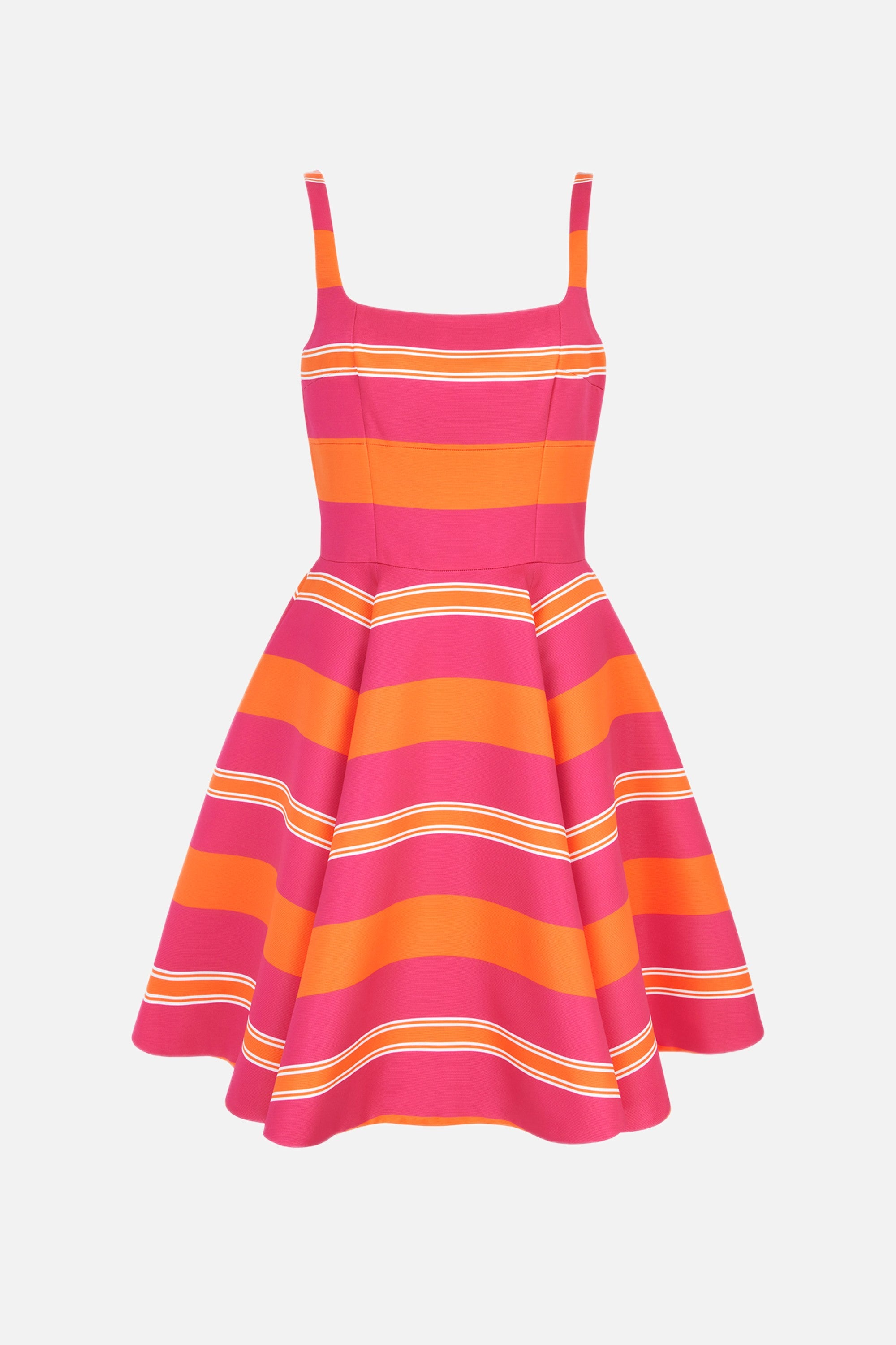 Mini Mona Dress in Hot Pink & Orange Striped Taffetta Faille– Emilia Wickstead