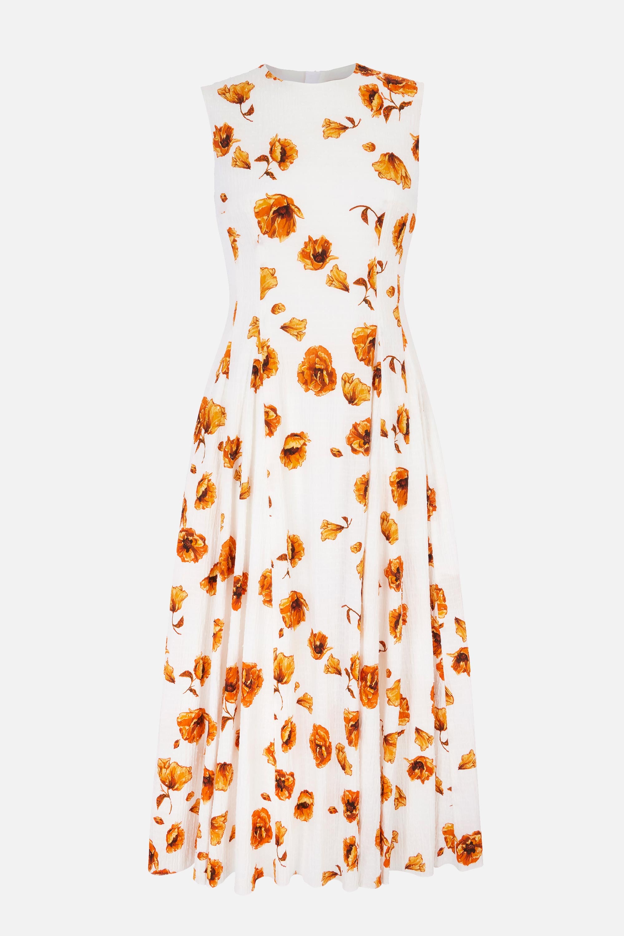 Chelsea Dress In Orange Poppies Bibione Cotton