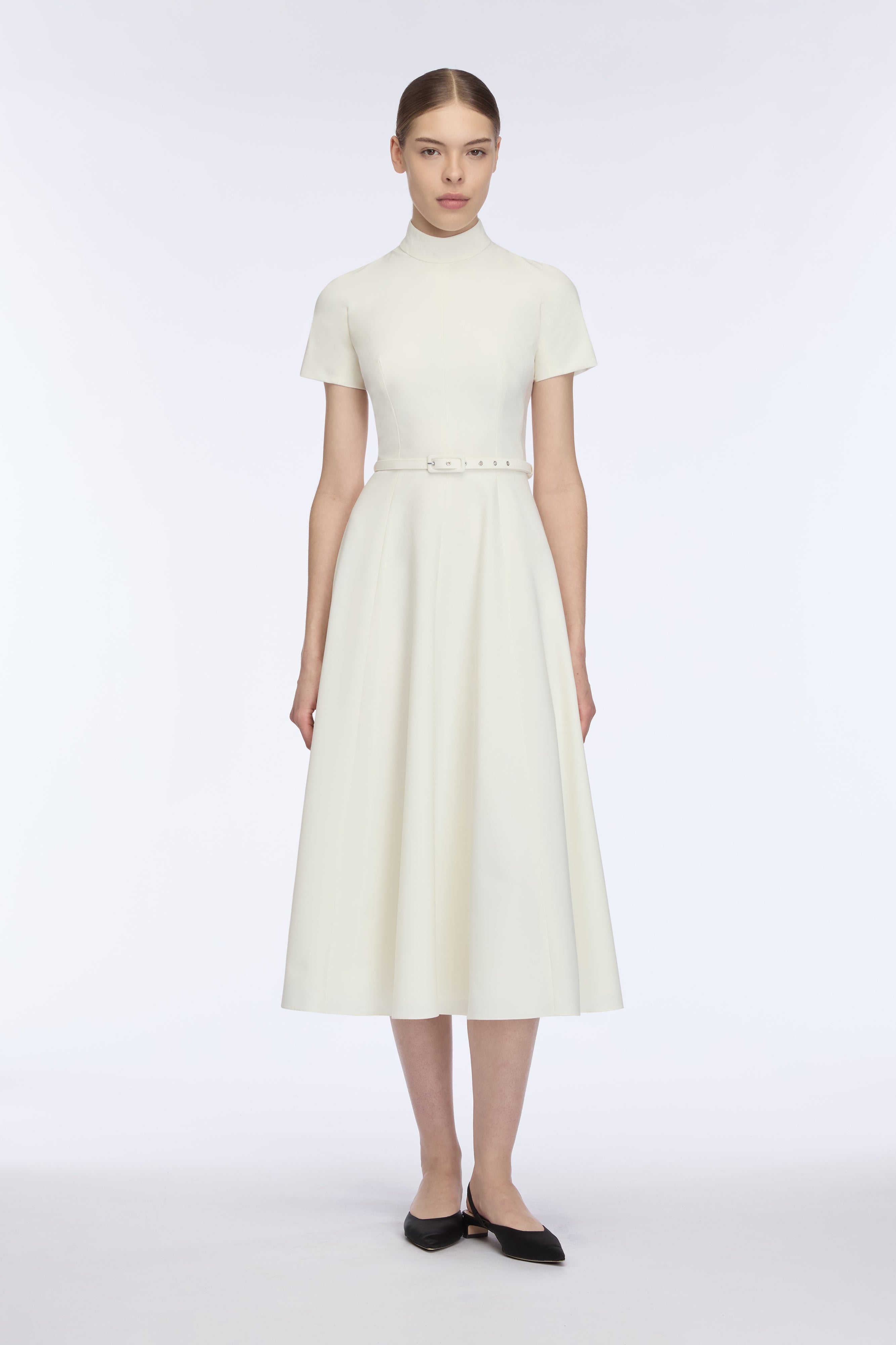 Camilla Dress In Ivory Summer Wool