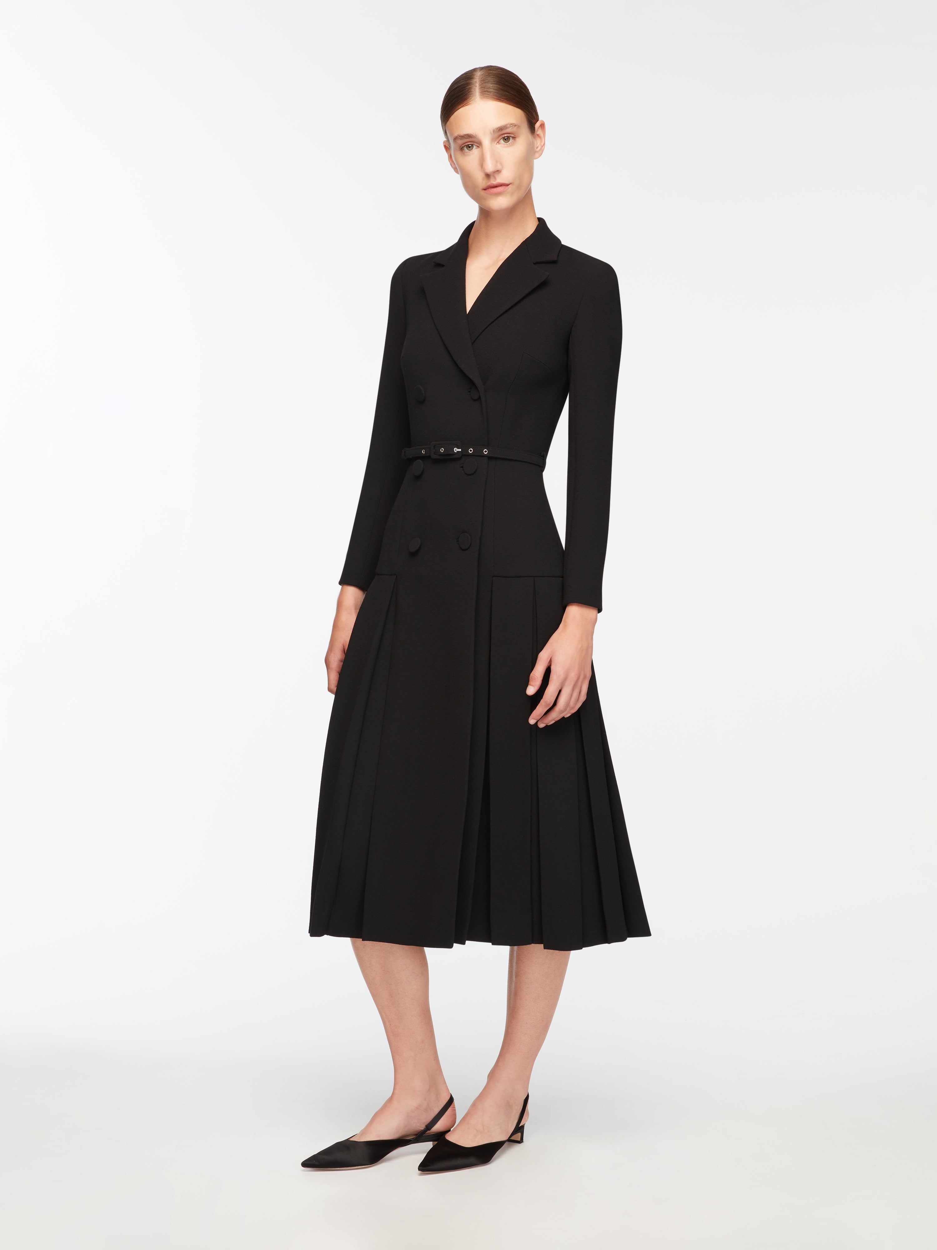 Chaney Dress in Black Single Wool Crepe