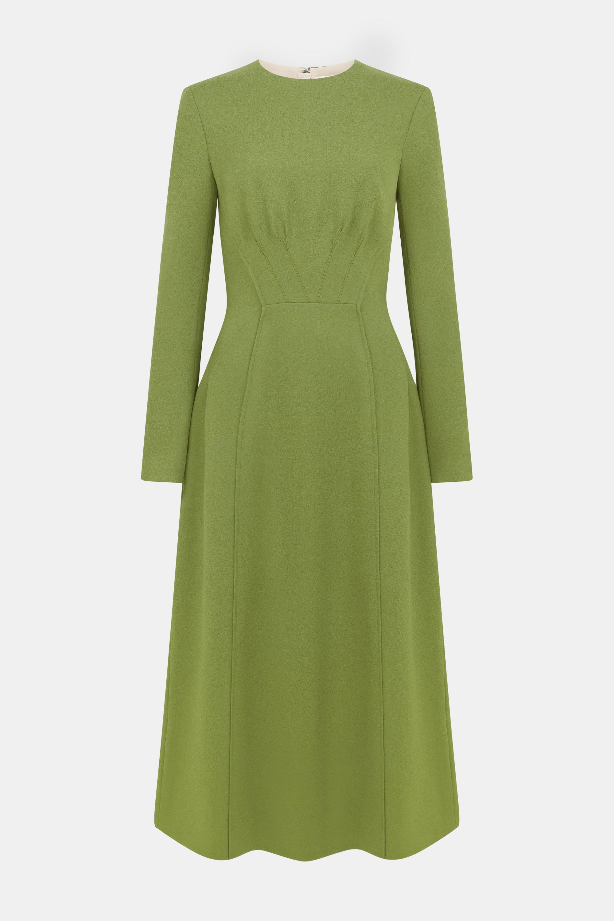 Emilia Wickstead - Collinson Dress in Olive Single Wool Crepe Emilia Wickstead - Collinson Dress in Olive Single Wool Crepe