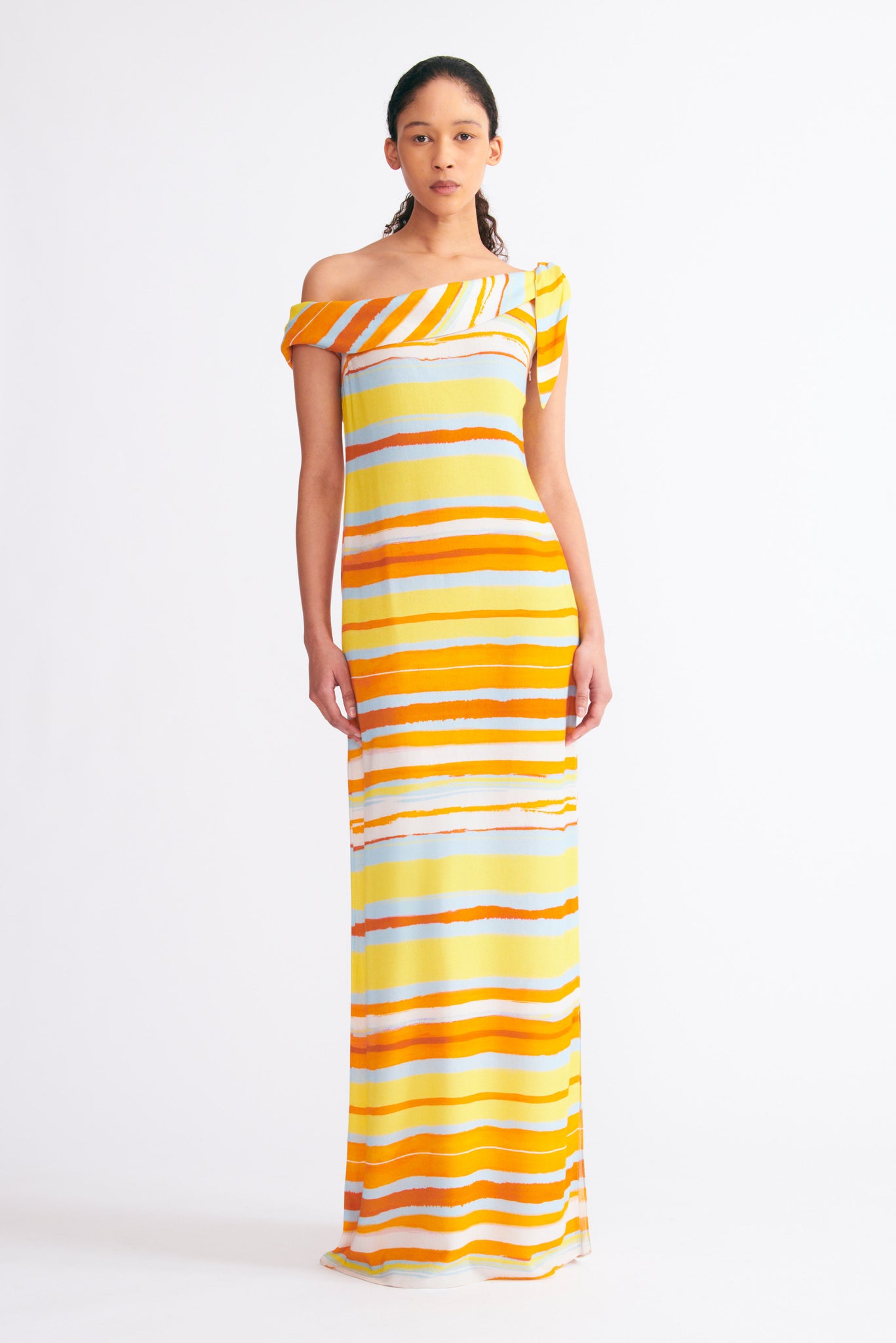 Dalis Dress In Painted Orange Stripe Printed Viscose | Emilia Wickstead