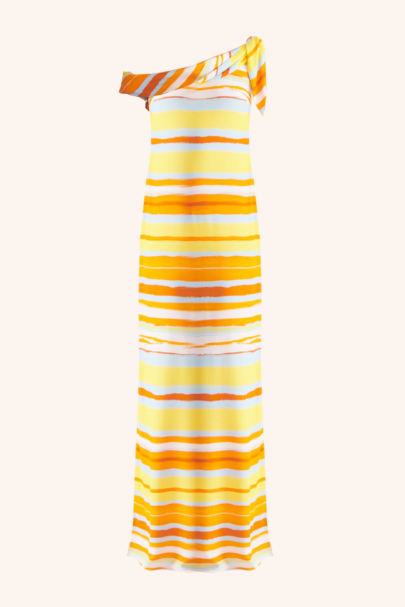 Dalis Dress In Painted Orange Stripe Printed Viscose