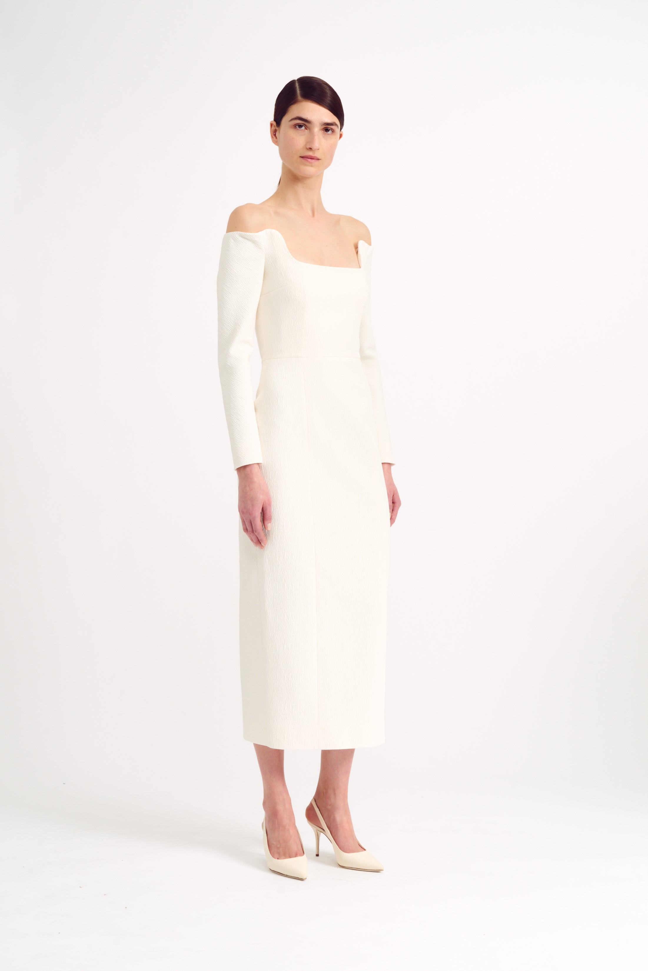 emilia wickstead birch off-the-shoulder cloqué midi dress Emilia Wickstead Birch Off-the-shoulder Cloque Midi Dress - Women - Ivory Dresses