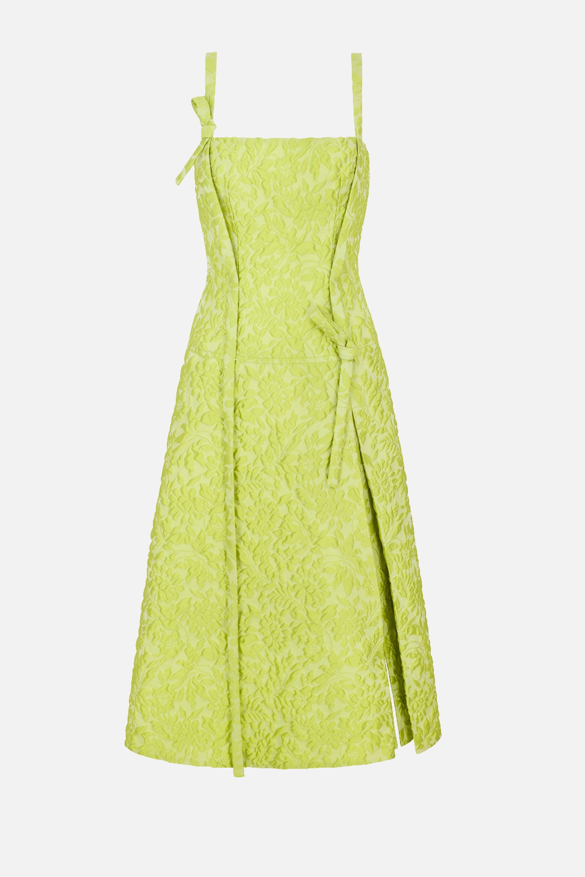 Emilia Wickstead - Emersyn Dress In Lime Green Embossed Cloque
