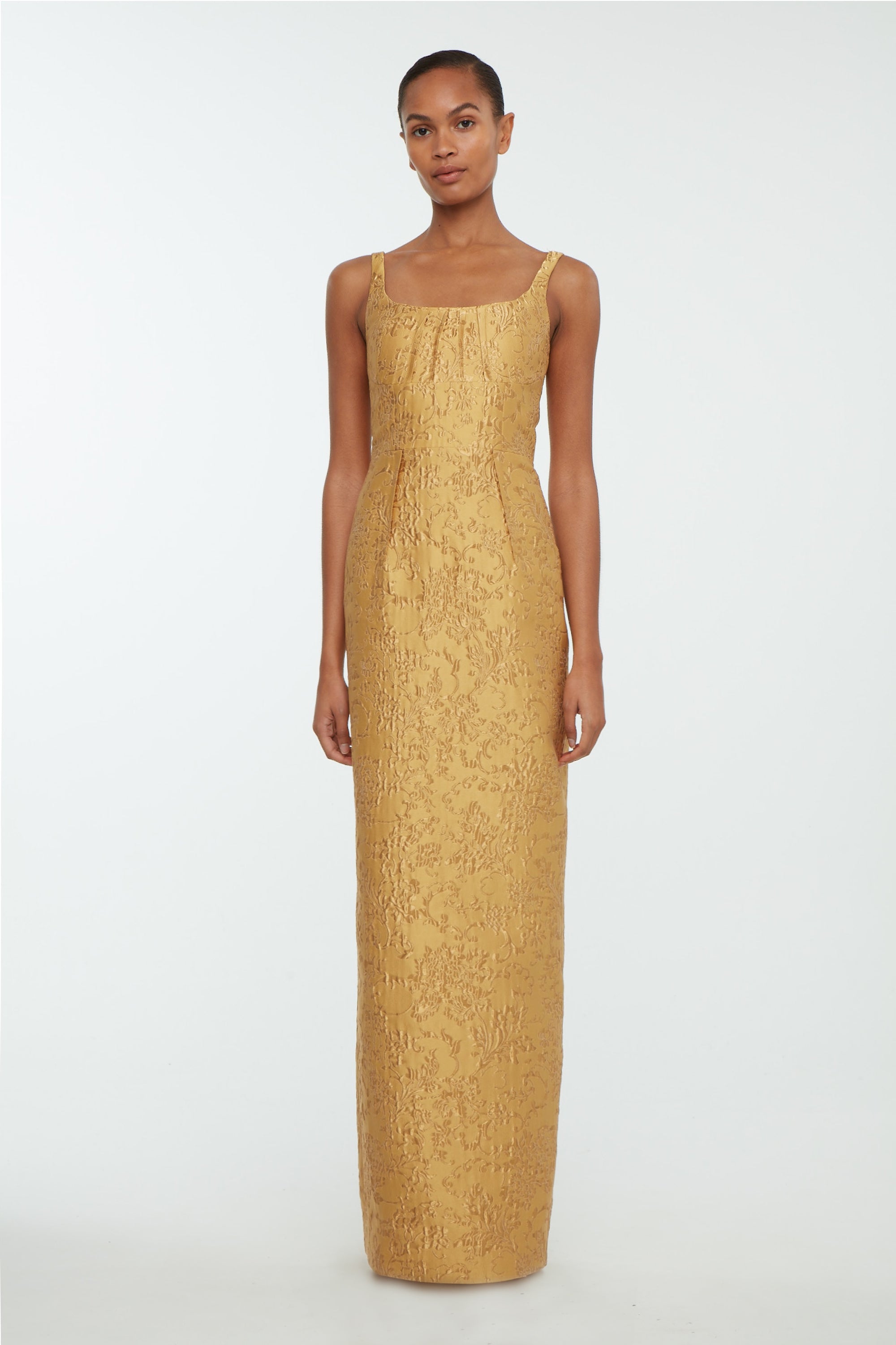 Sharon Dress In Gold Wallpaper Jacquard