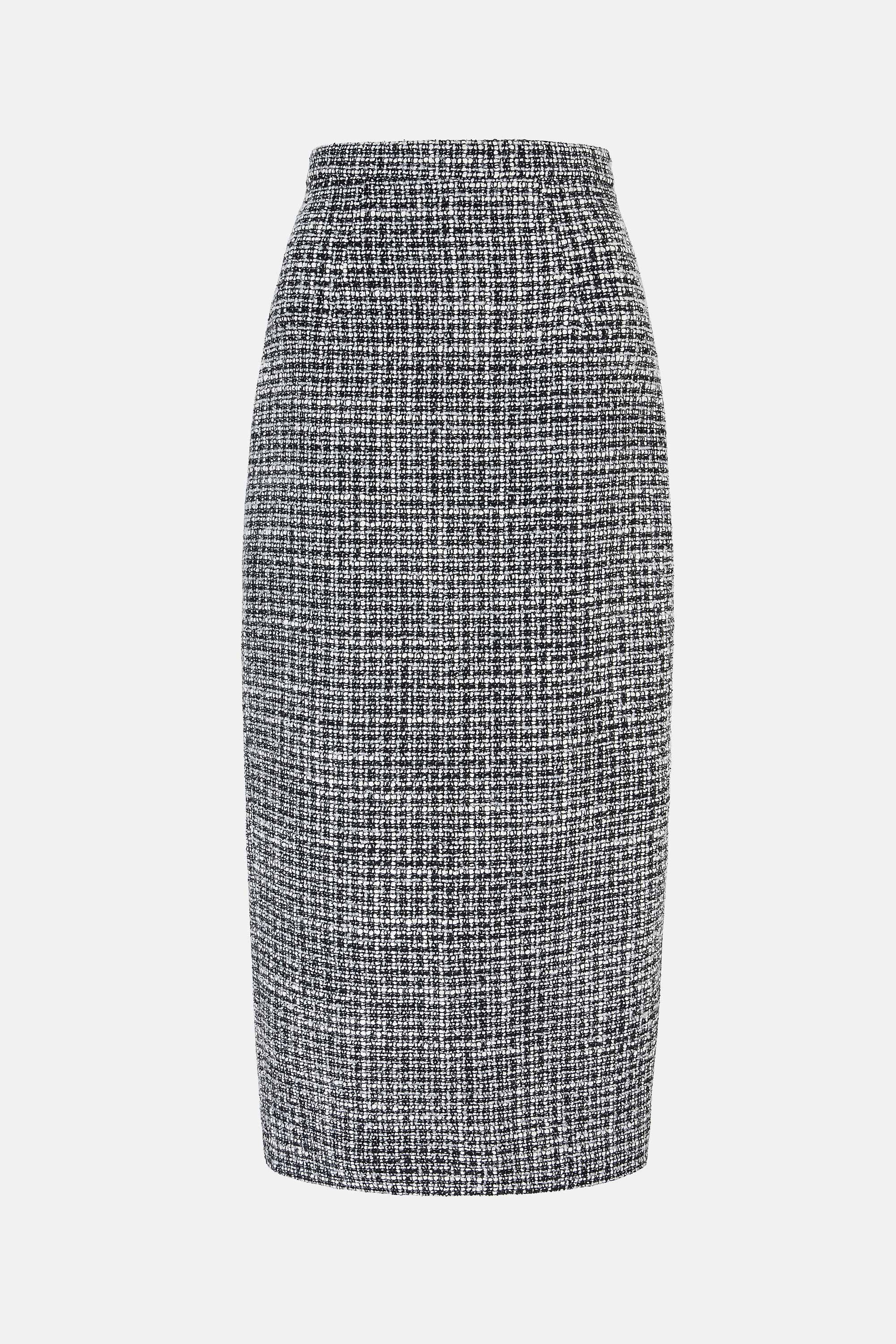 Lorelei Skirt In Ivory & Black Boucle Tweed