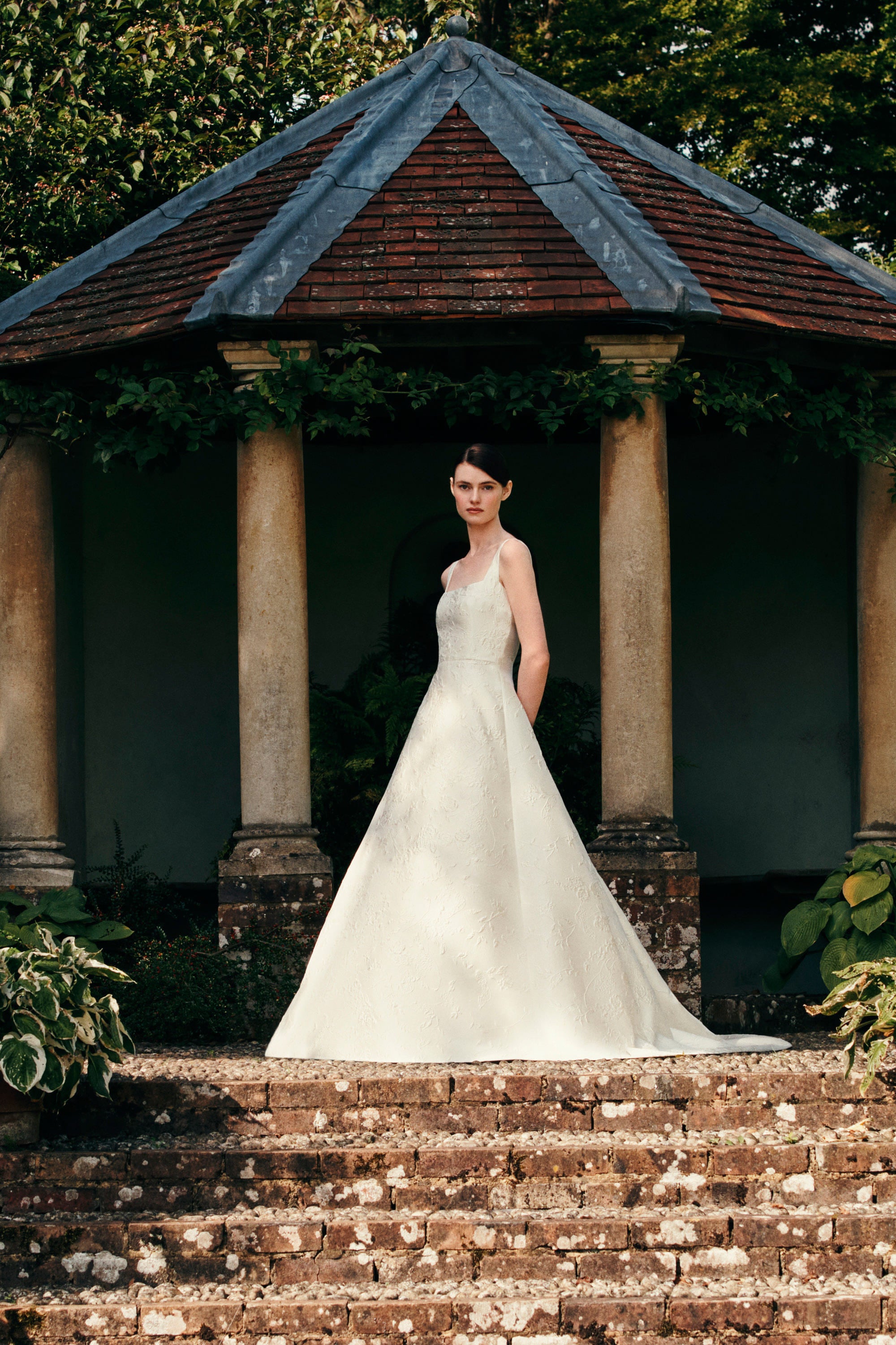 Irena Bridal Dress in Ivory Fine Floral Jacquard Irena Bridal Dress in Ivory Fine Floral Jacquard