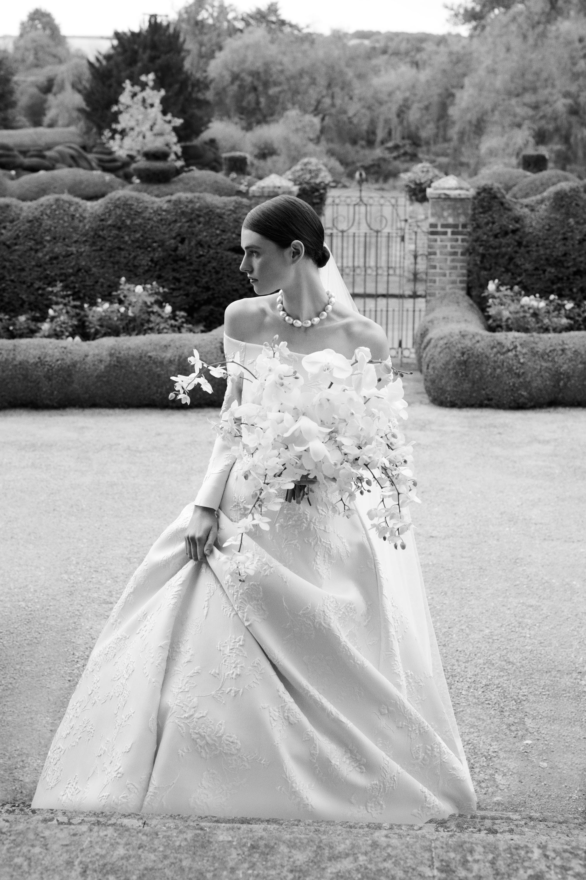 Luisa Bridal Dress in Rose Jacquard | Emilia Wickstead Luisa Bridal Dress in Rose Jacquard | Emilia Wickstead