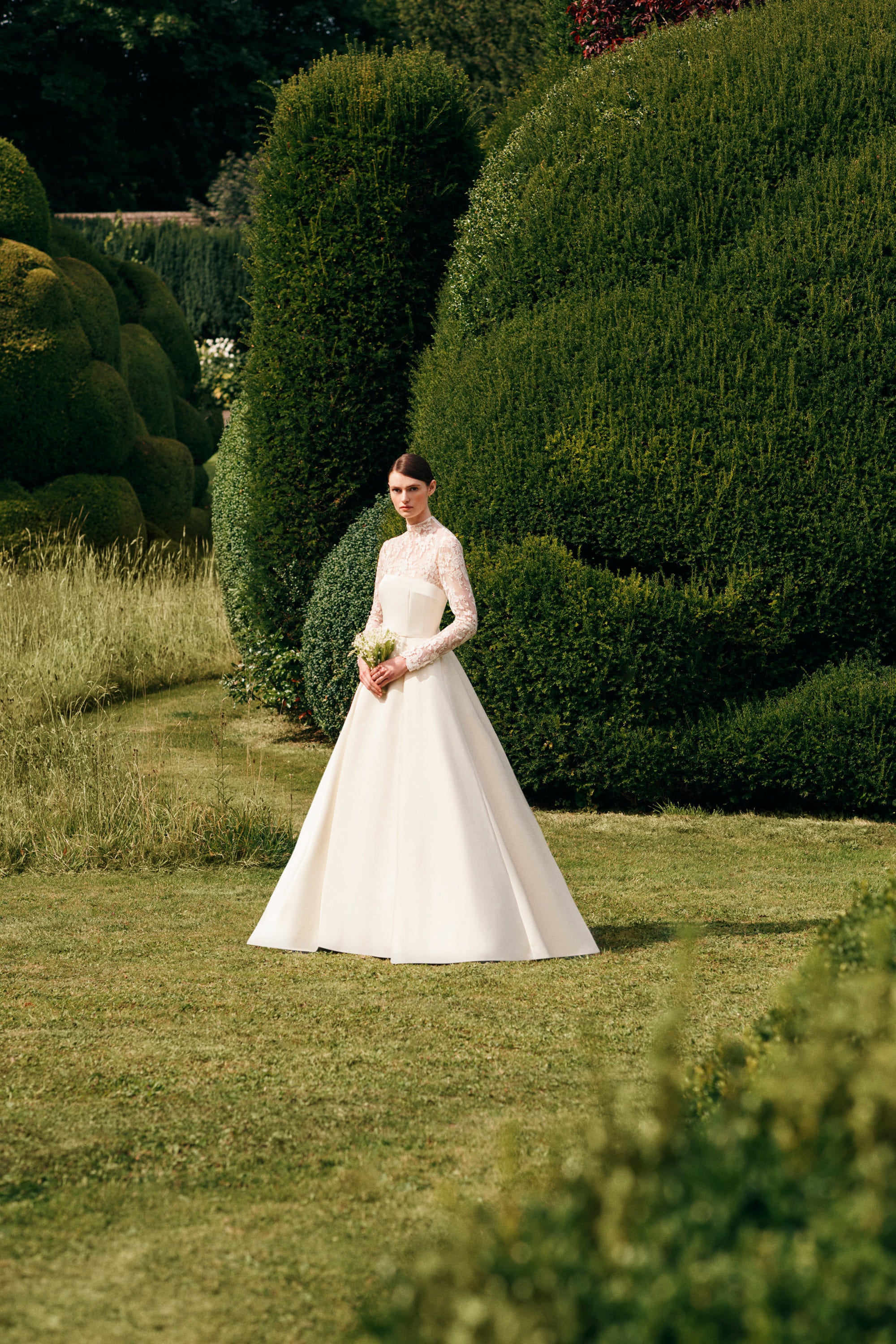 Chantal Bridal Dress in Satin Doppio with Lace | Emilia