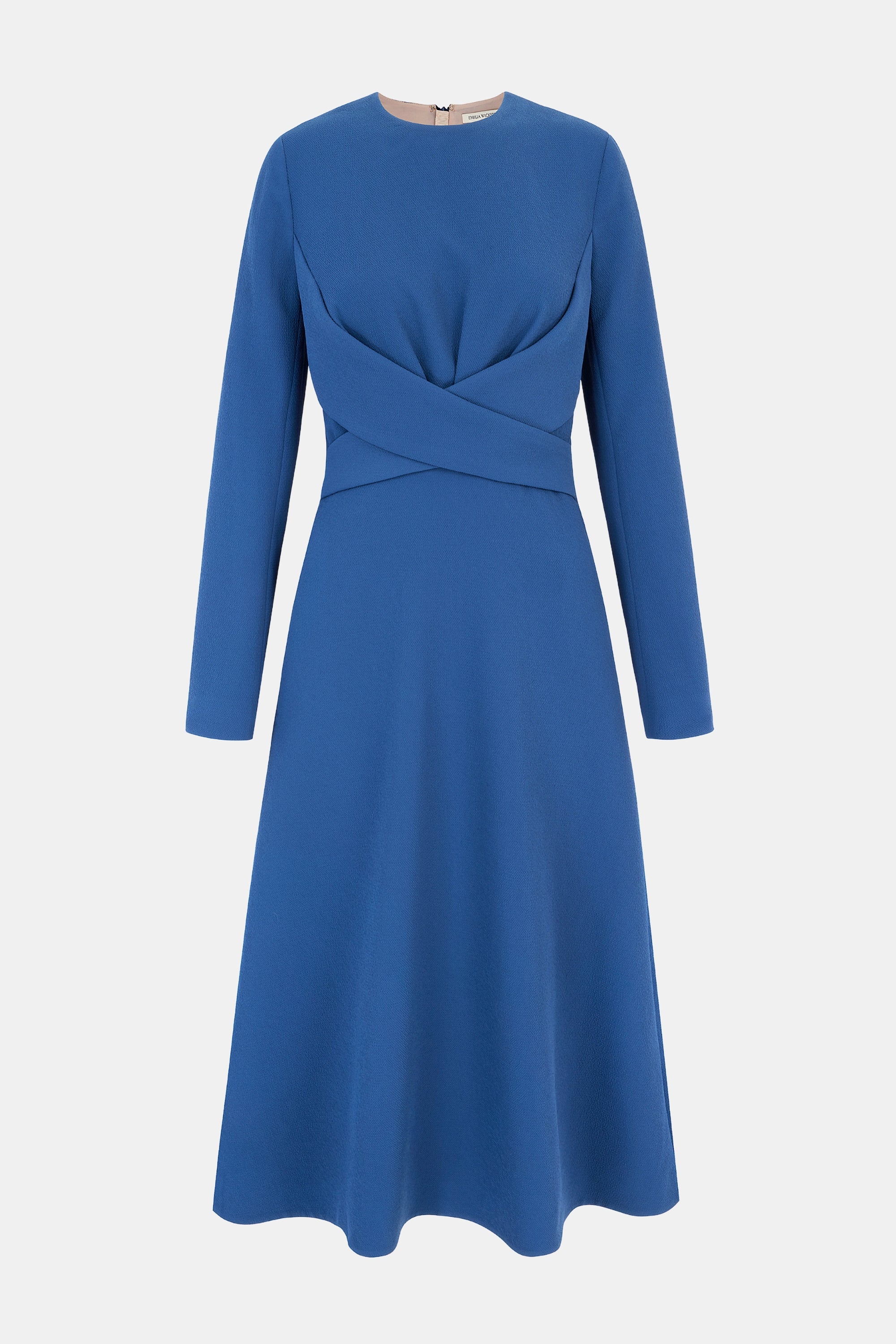 Elta Dress In Steel Blue Double Crepe | Emilia Wickstead Elta Dress In Steel Blue Double Crepe | Emilia Wickstead