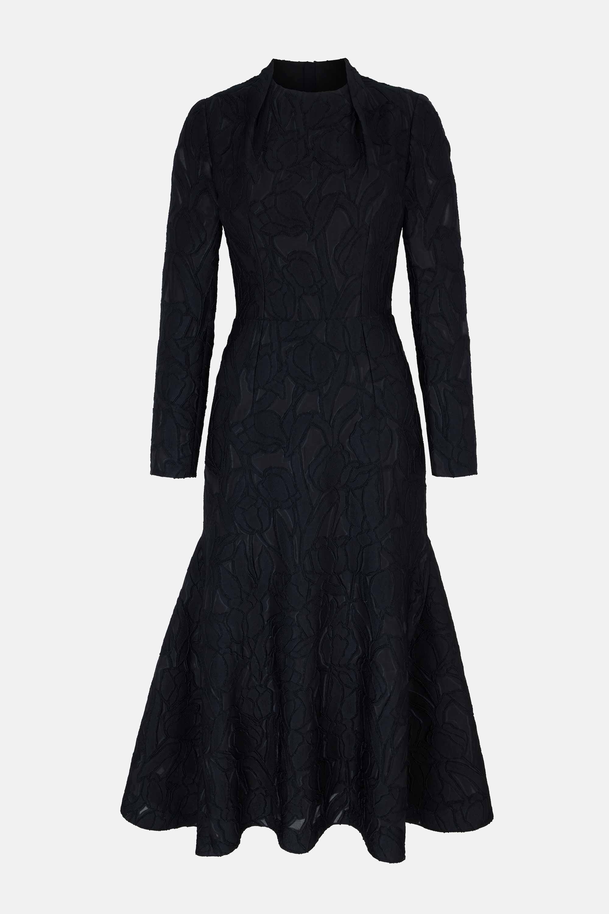 Seneca Dress in Black Embellished Wool | Emilia Wickstead Seneca Dress in Black Embellished Wool | Emilia Wickstead