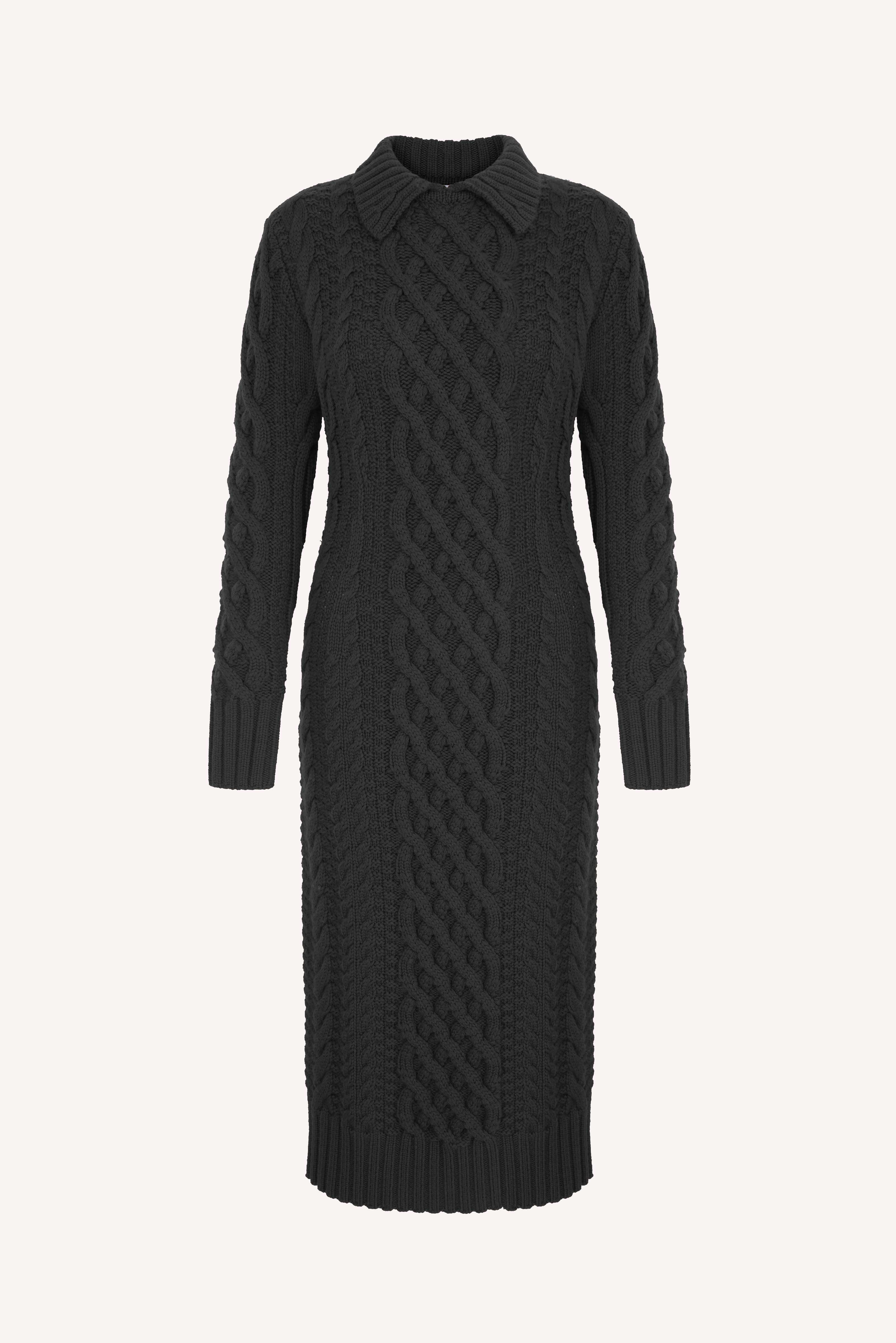 Black cable knit dress on sale