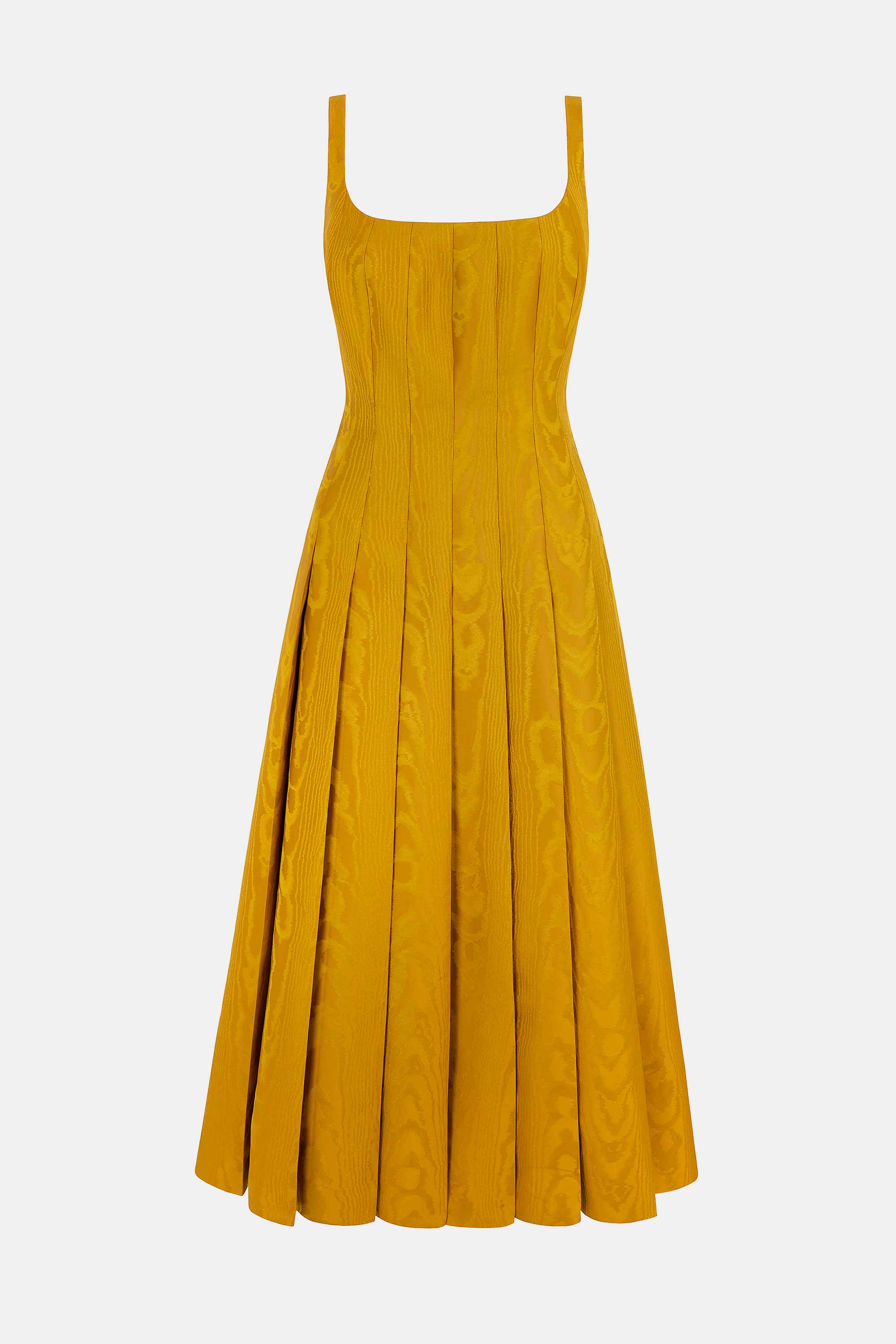 Adele Dress in Ochre Moire Mikado | Emilia Wickstead Adele Dress in Ochre Moire Mikado | Emilia Wickstead