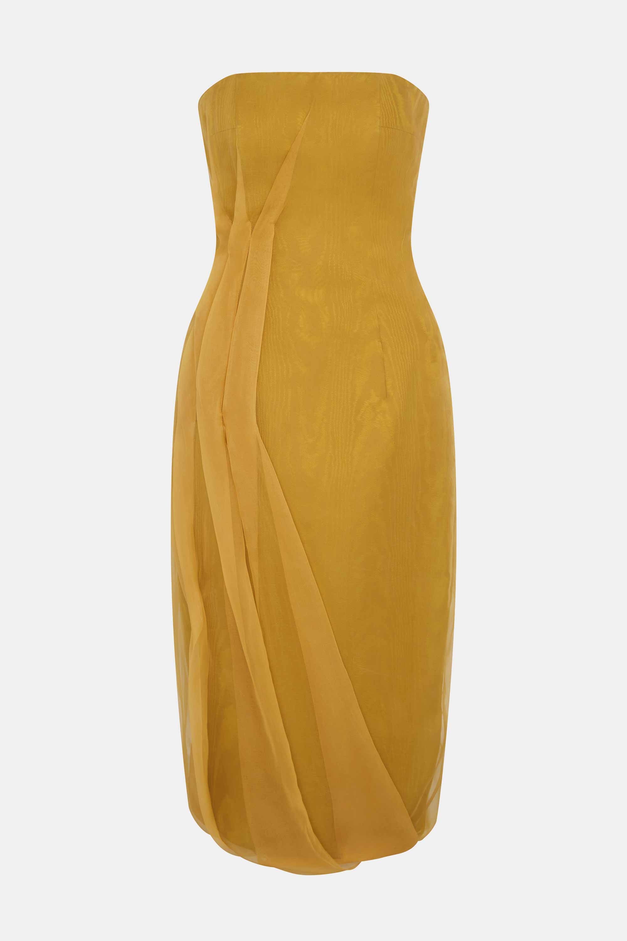 ochre silk dress Isabel Marant Women's Lyndsay Floral Ruched Silk-Blend Midi-Dress - Ochre