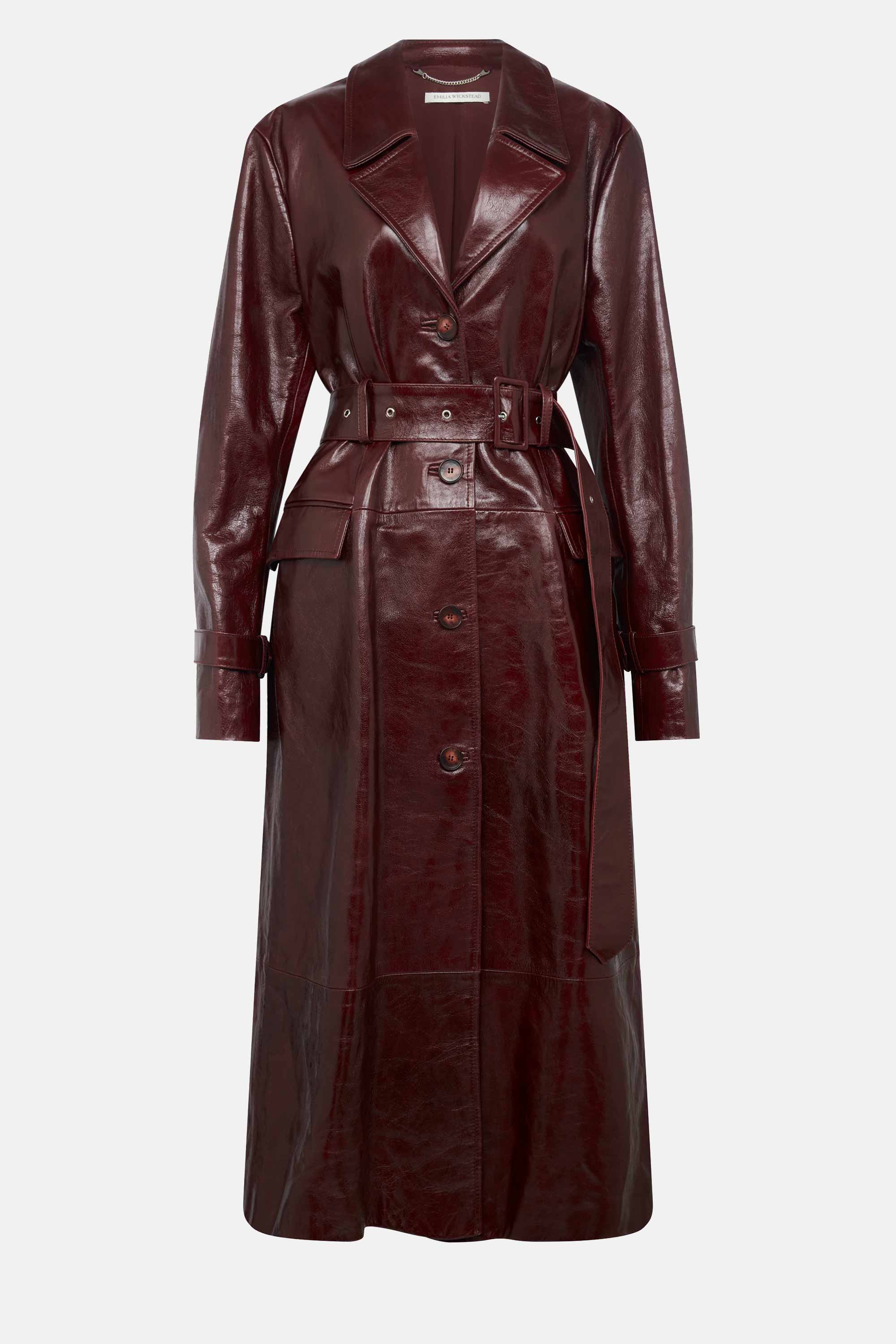 AGGIO Full Length Leather Trench Coat high quality