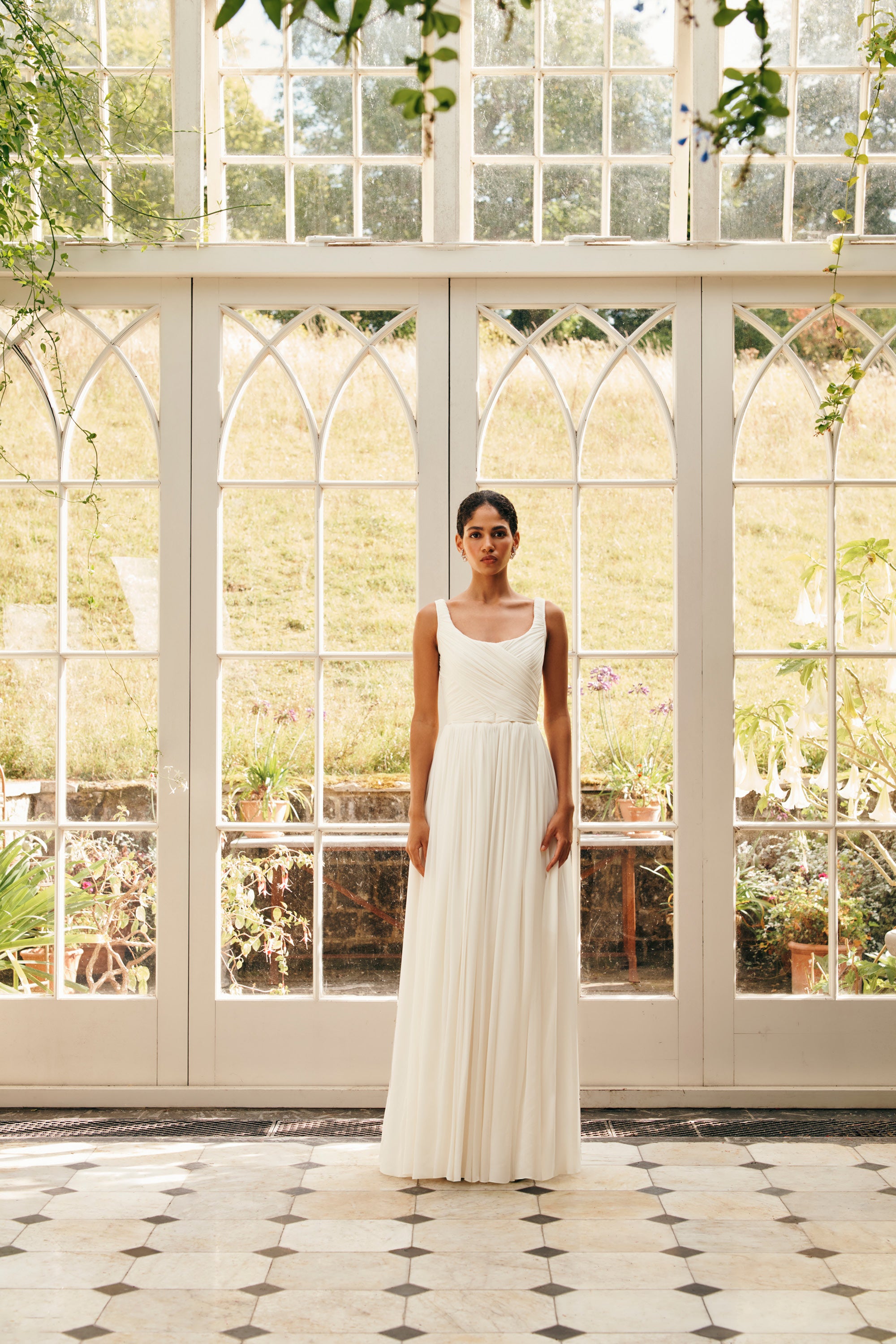 Marcia Bridal Dress in Ivory Silk Georgette | Emilia Wickstead Marcia Bridal Dress in Ivory Silk Georgette | Emilia Wickstead