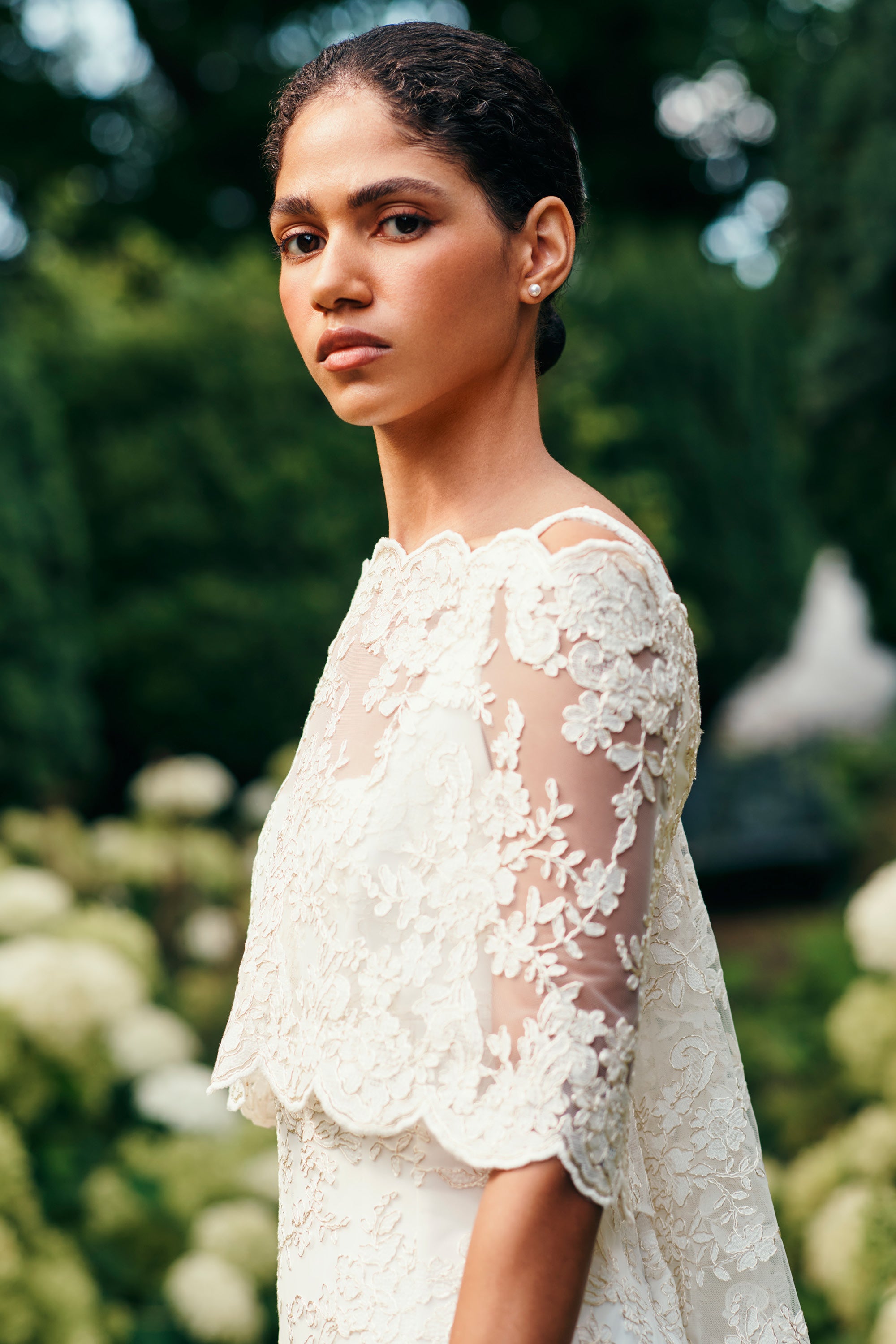 Cornelia Bridal Scarf in Ivory Embroidered Lace | Emilia Wickstead