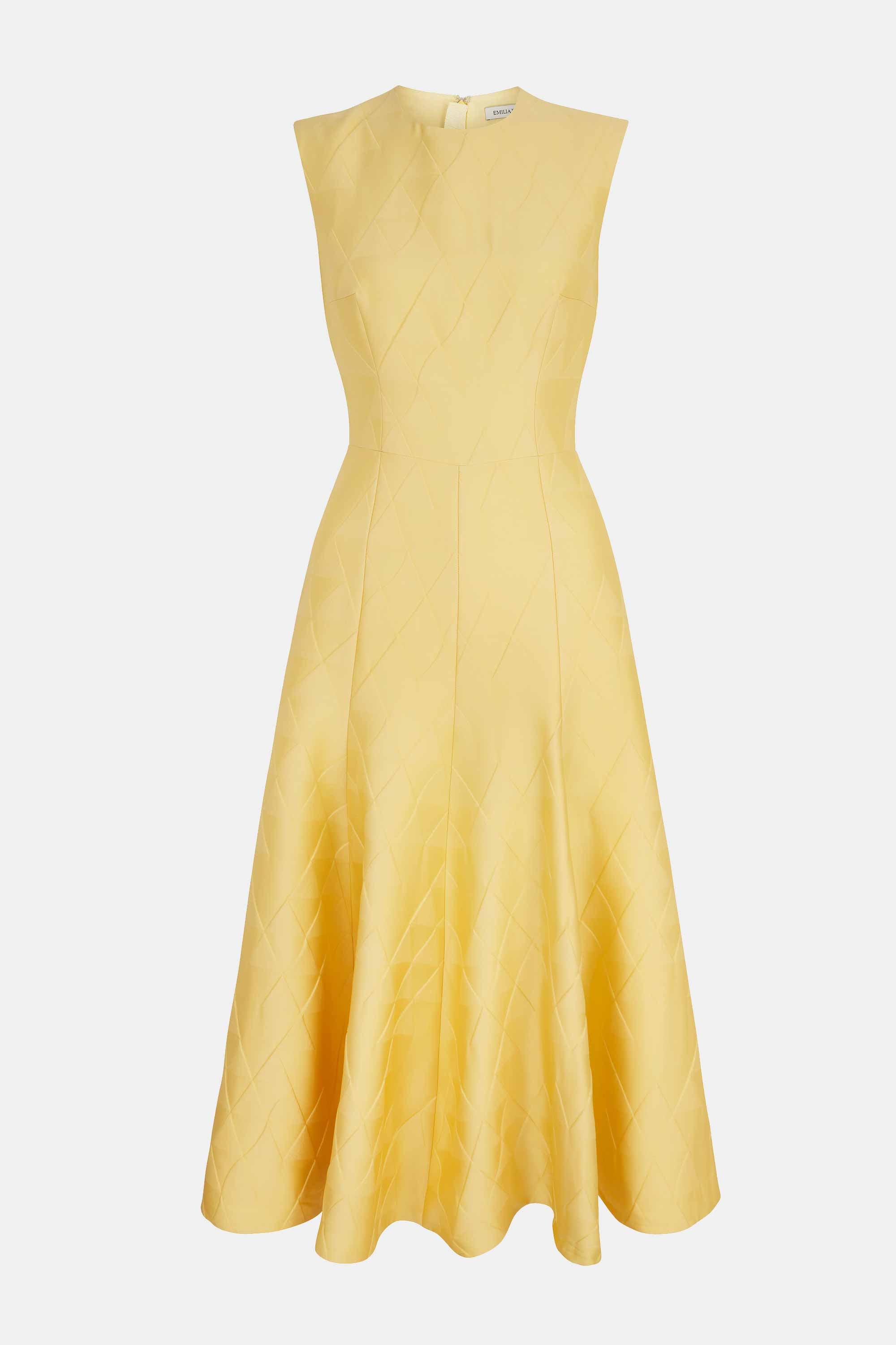 Dellah Dress In Lemon Embossed Cloque