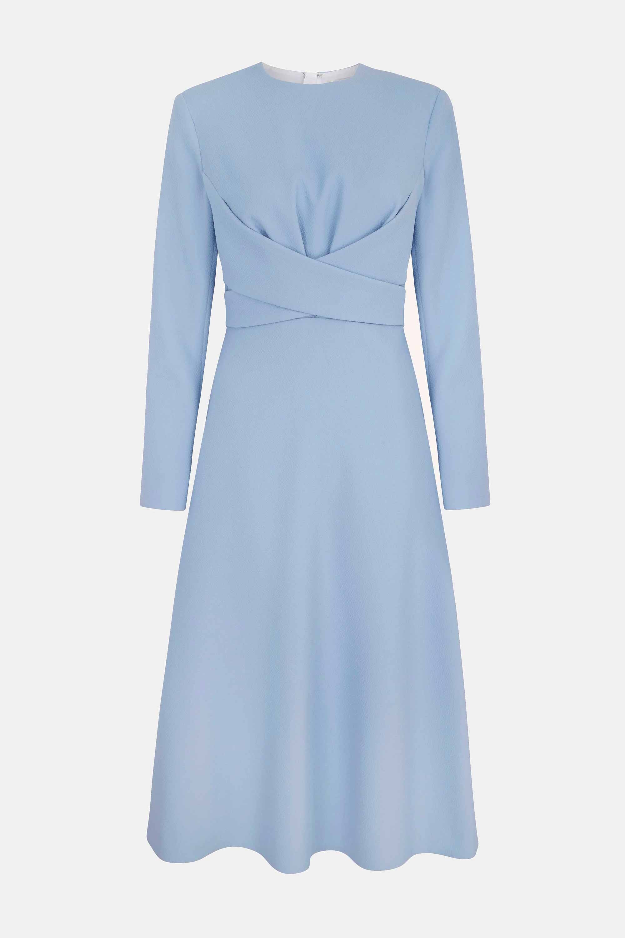Elta Baby-Blue Wrap-Effect Double Crepe Dress Elta Baby-Blue Wrap-Effect Double Crepe Dress