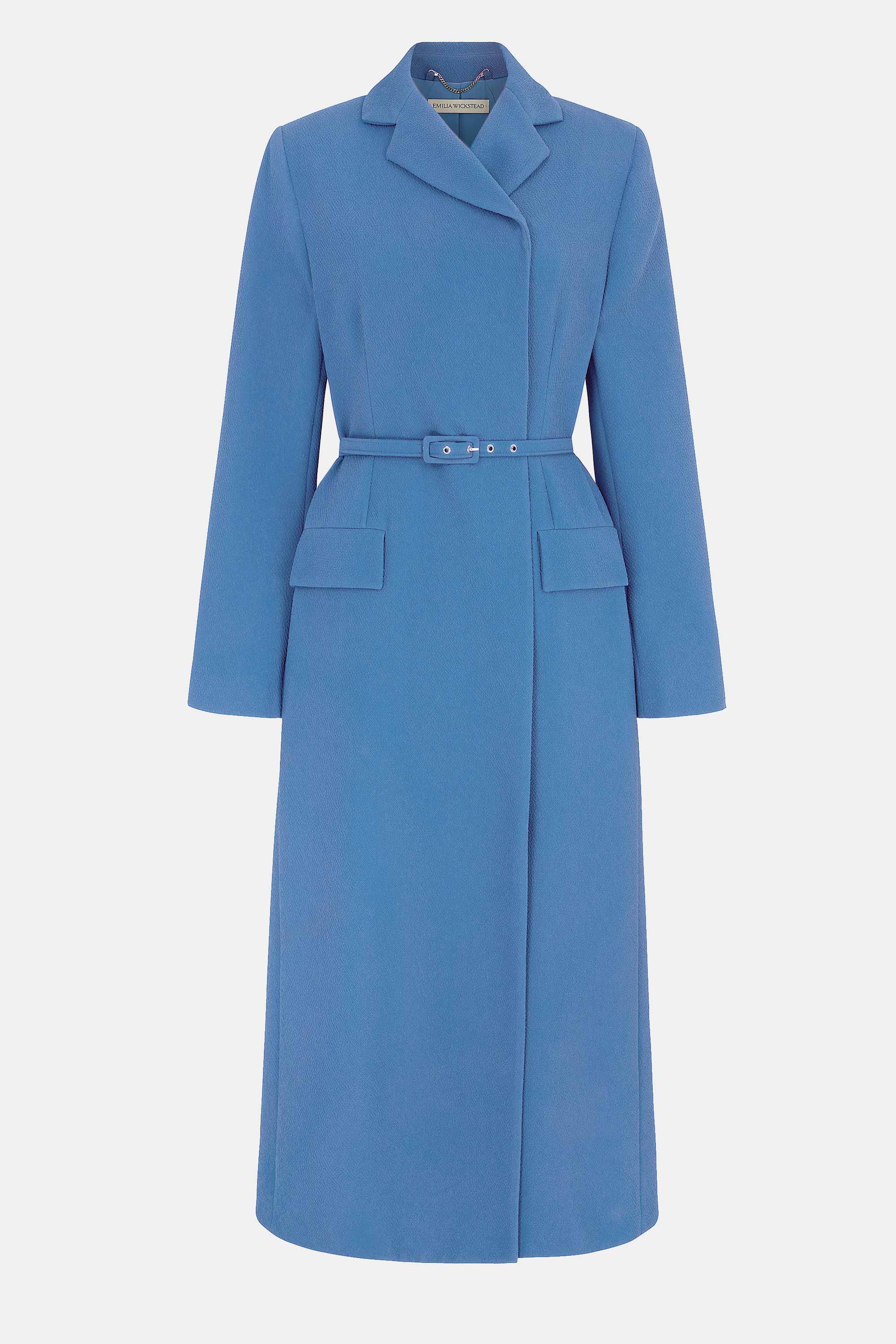 Kalonice Wrap Coat Dress In Indigo Double Crepe