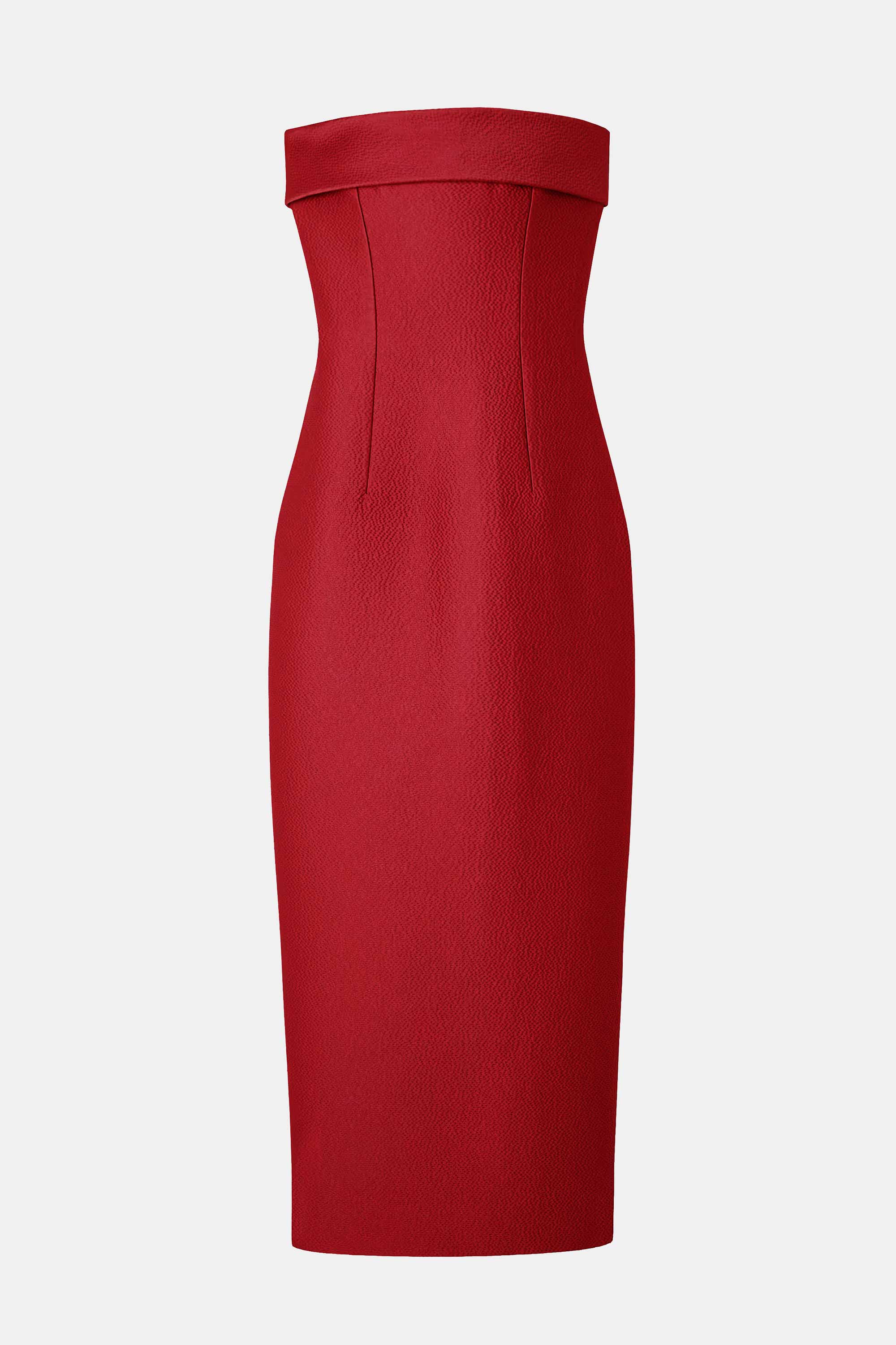 Keeley Dress In Bright Red Mackenzie Cloque