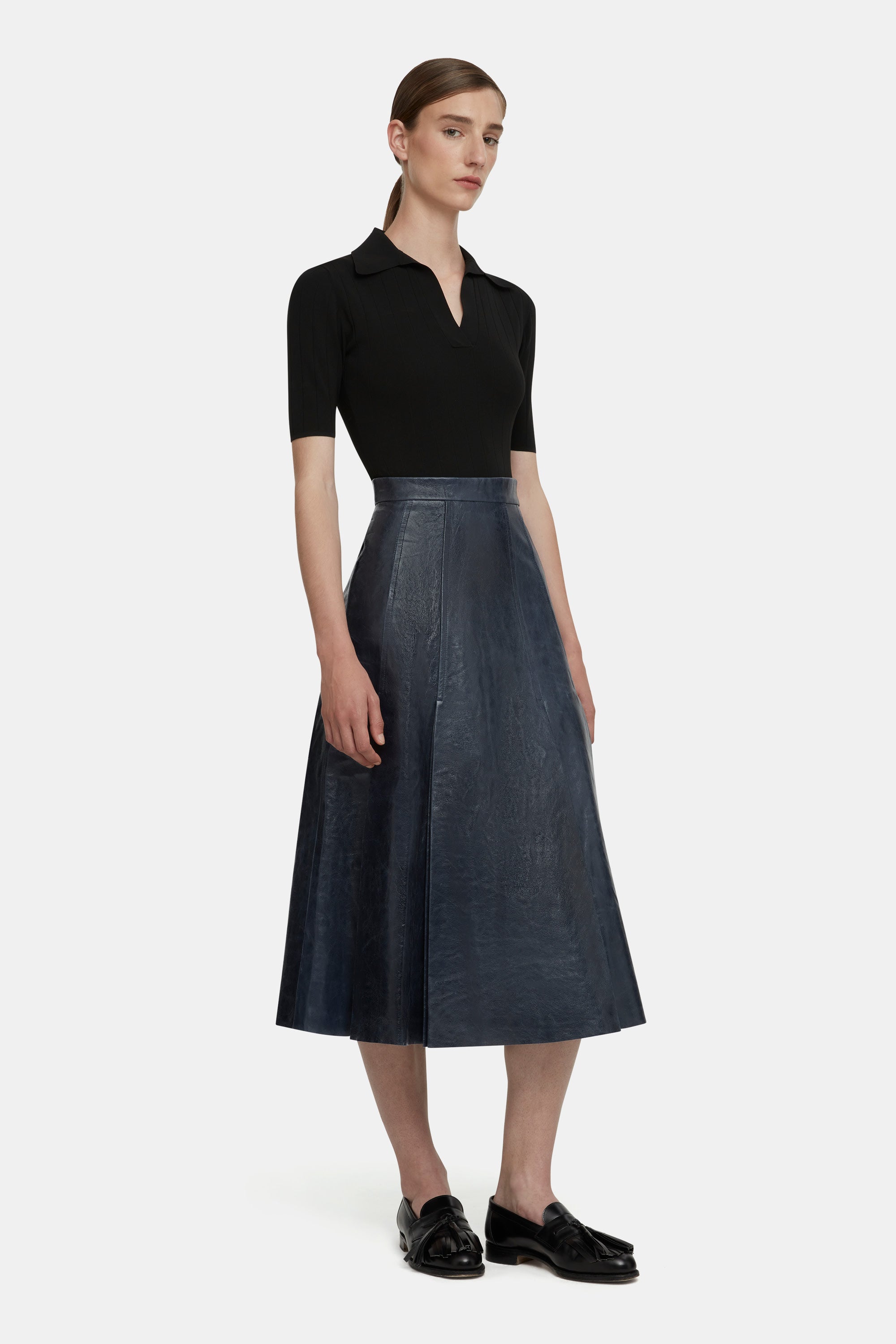 スティナ stina pull-on skirt / dark navy stina / pull-on skirt / dark navy