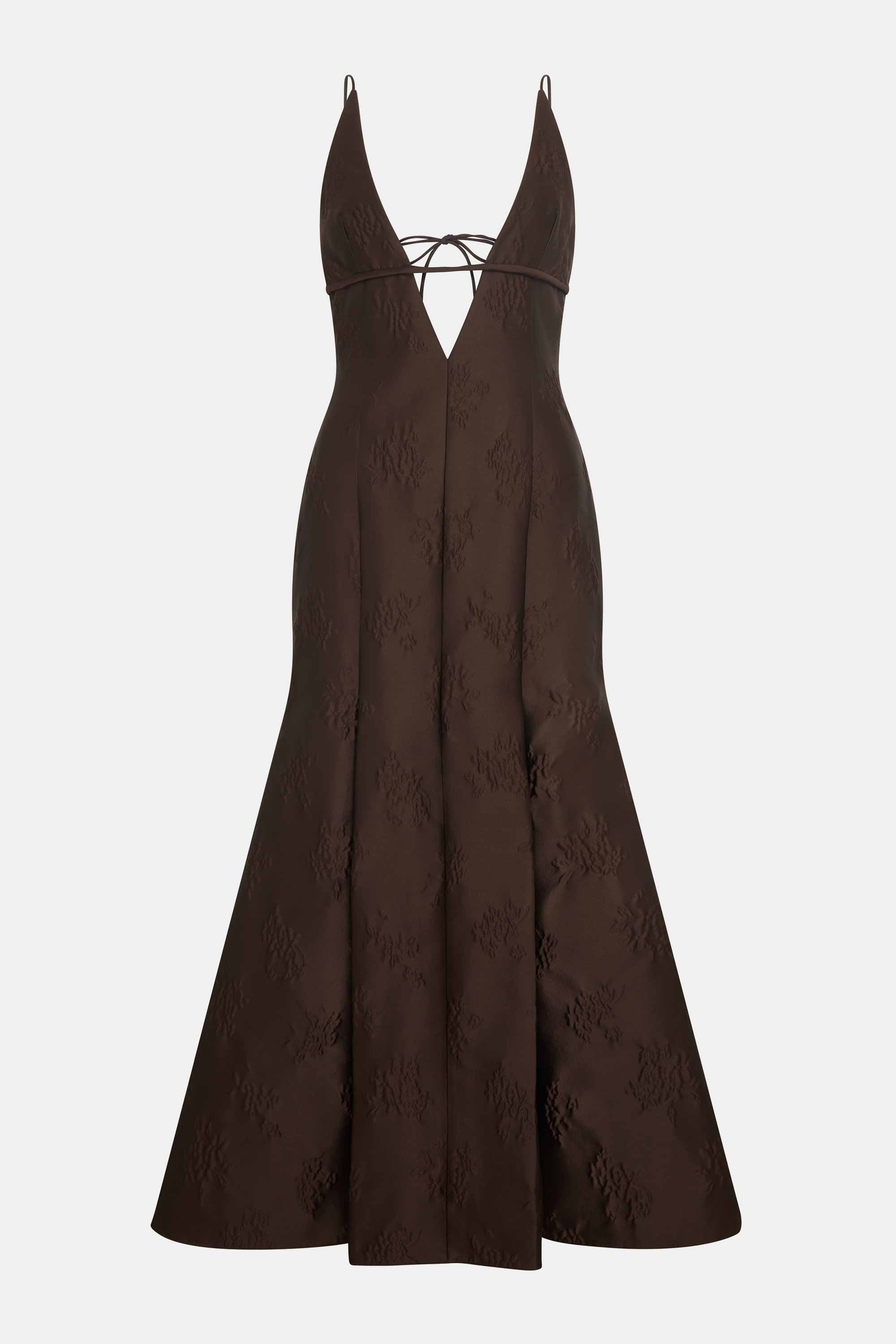 emilia wickstead brown dress Opal Dress in Brown Floral Jacquard
