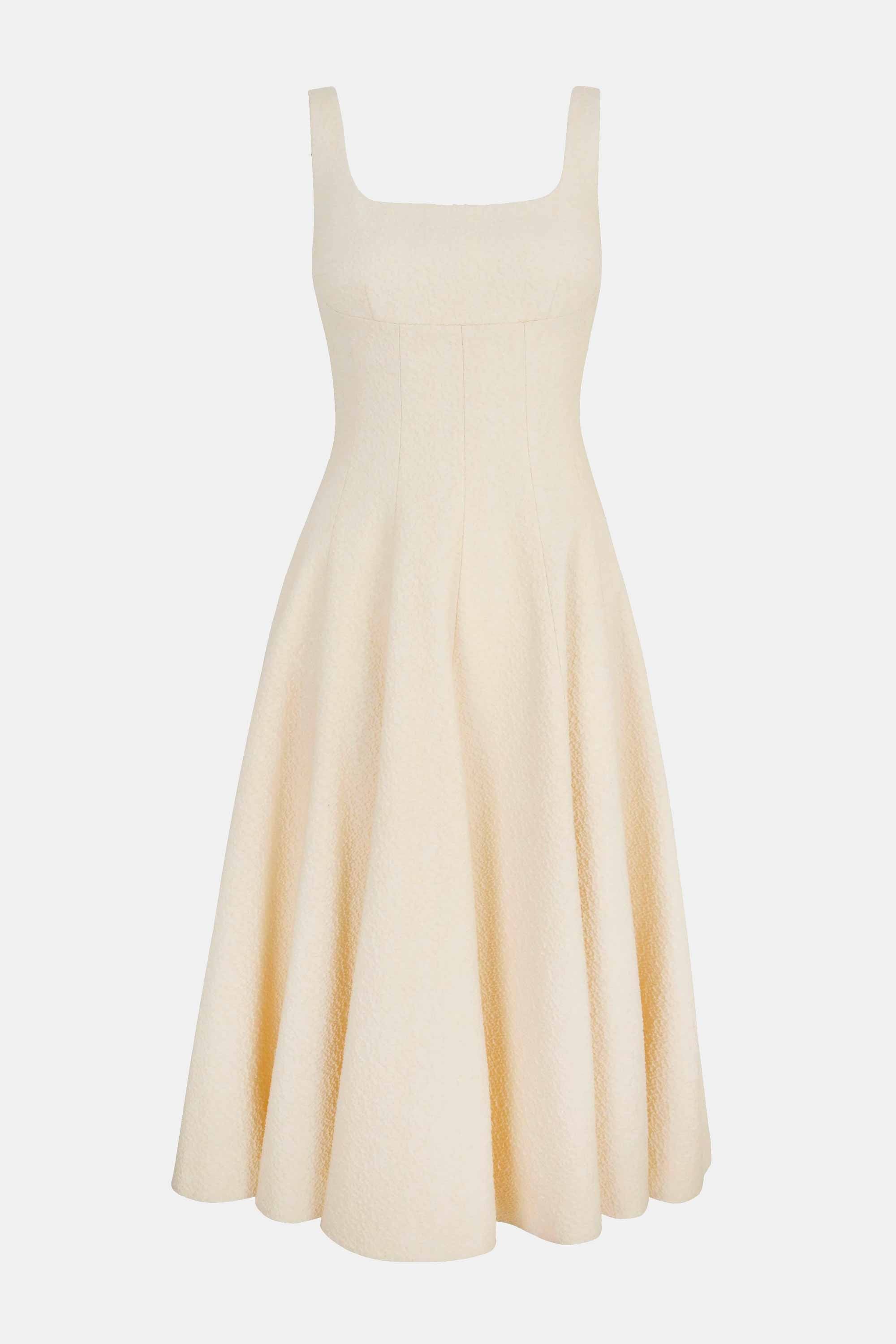 Tollin Dress | Ivory Cotton Boucle Fit-&-Flare Dress | Emilia Wickstead Tollin Dress | Ivory Cotton Boucle Fit-&-Flare Dress | Emilia Wickstead