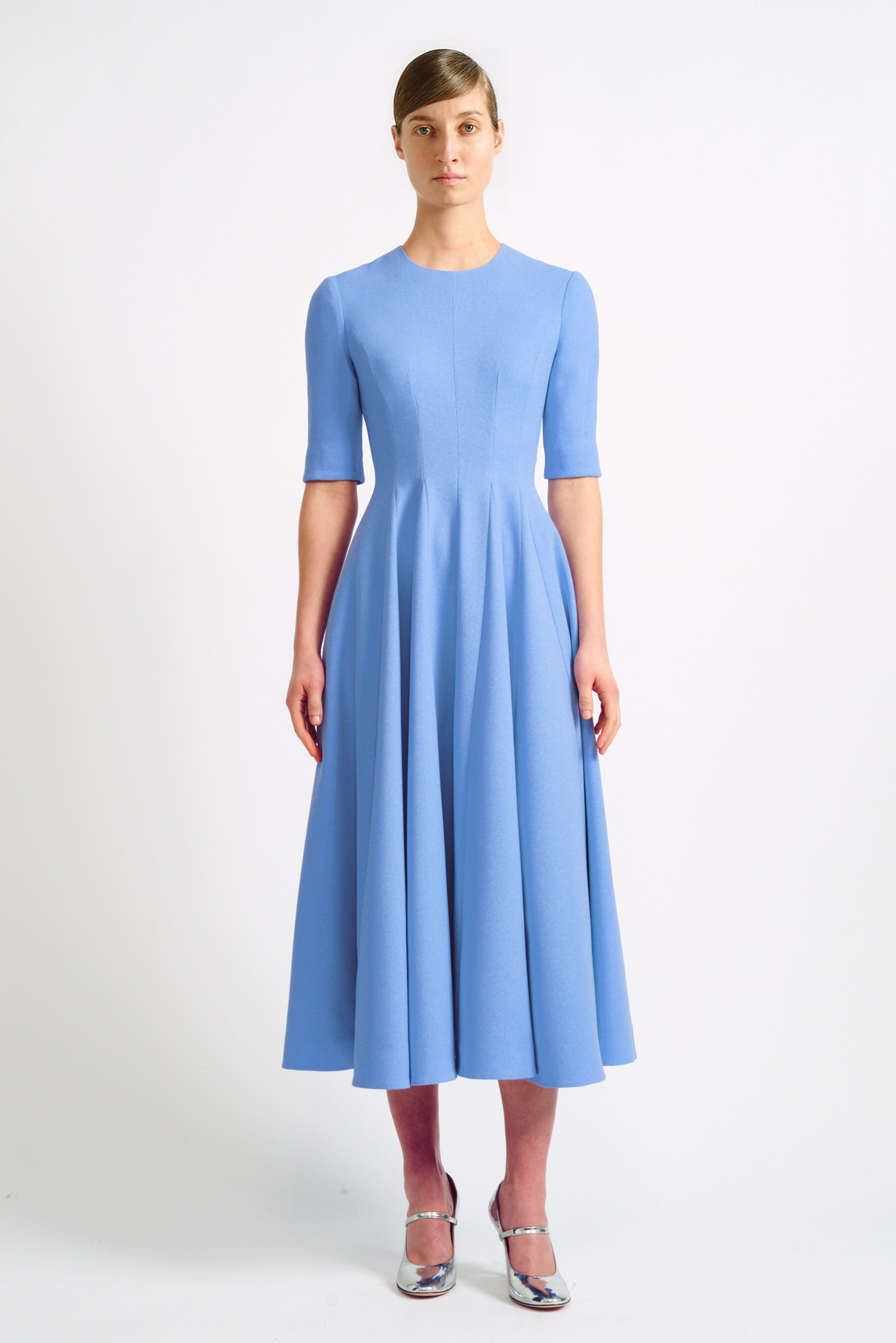 Georgie Celestial Blue Single Wool Crepe Dress