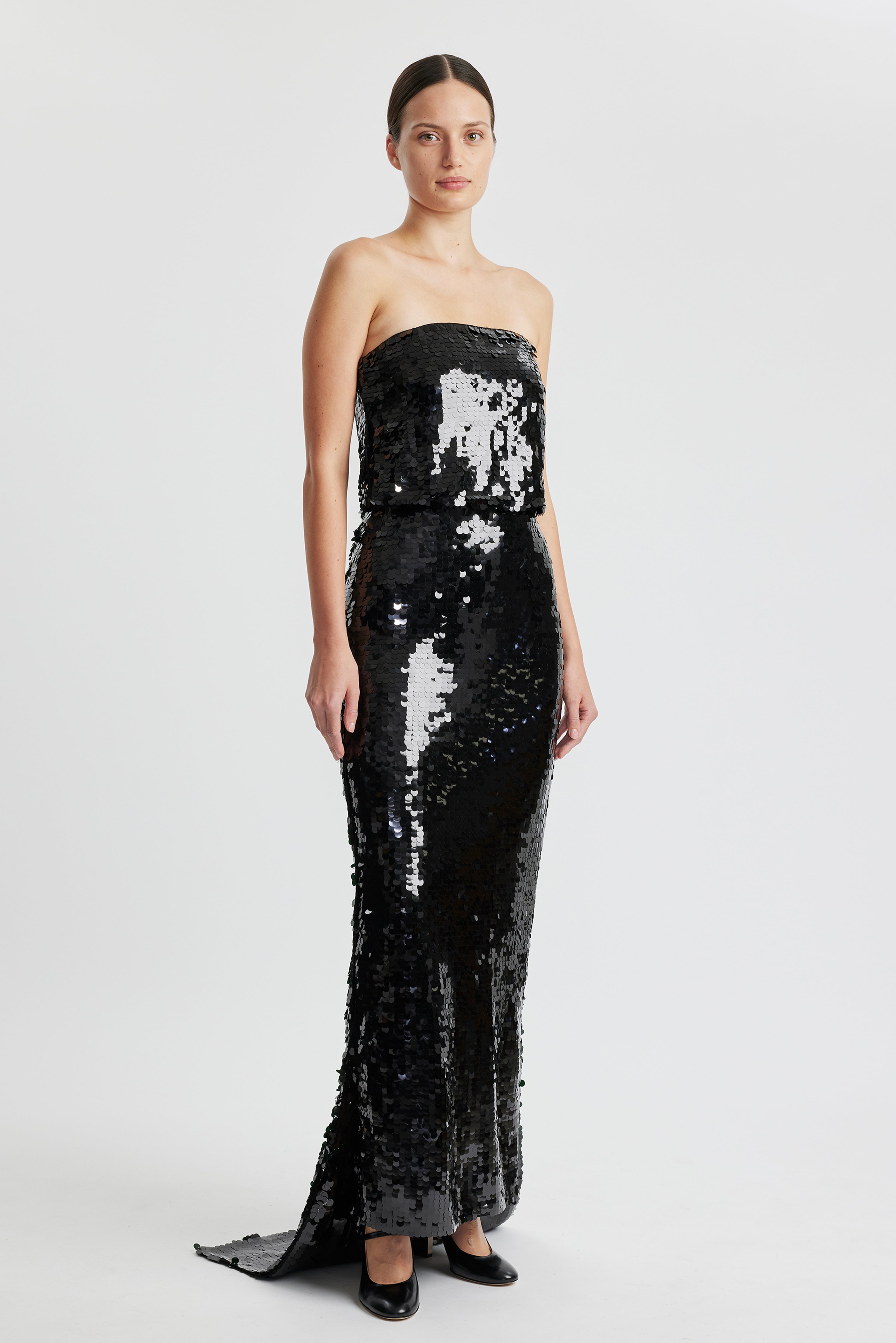 emilia wickstead sequin dress Josiah Dress in Black Paillette Sequins
