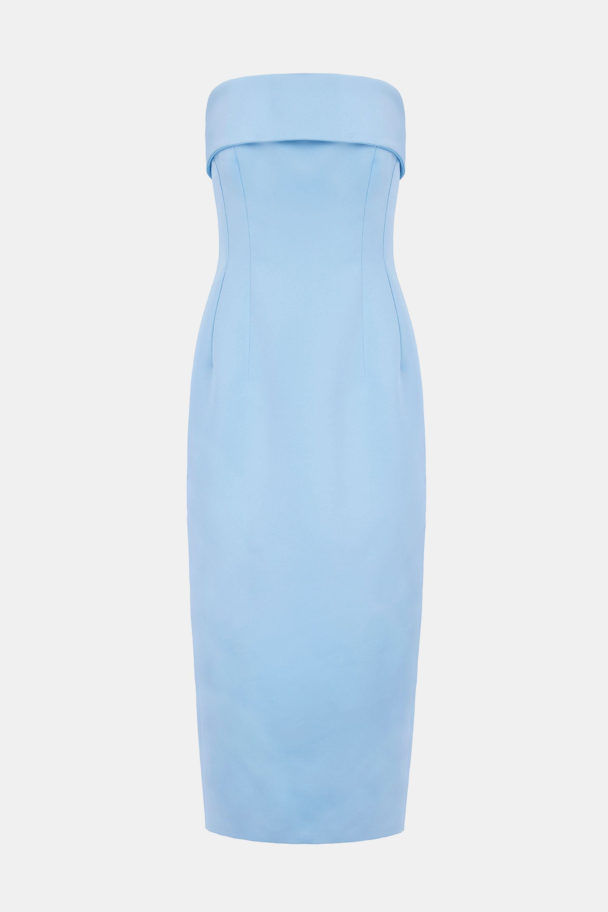 Keeley Strapless Dress In Blue Italian Duchess Satin | Emilia Wickstead Keeley Strapless Dress In Blue Italian Duchess Satin | Emilia Wickstead