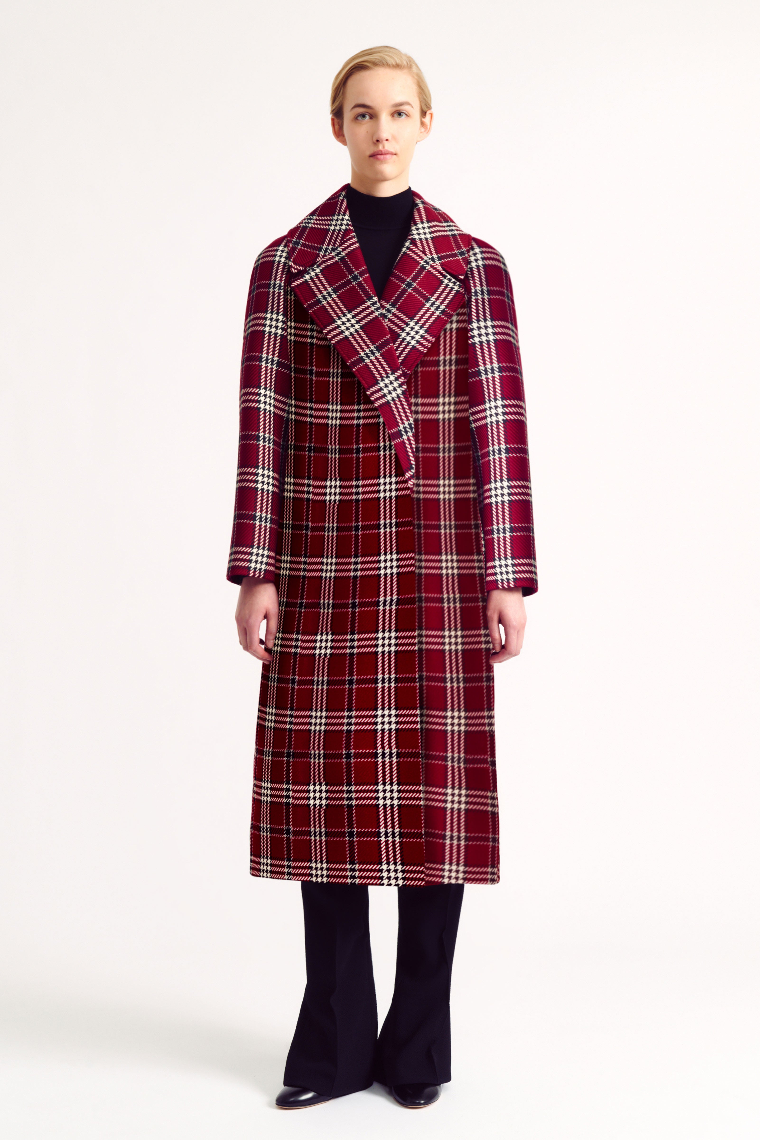 Lilabet Maroon Check Shetland Tartan Coat