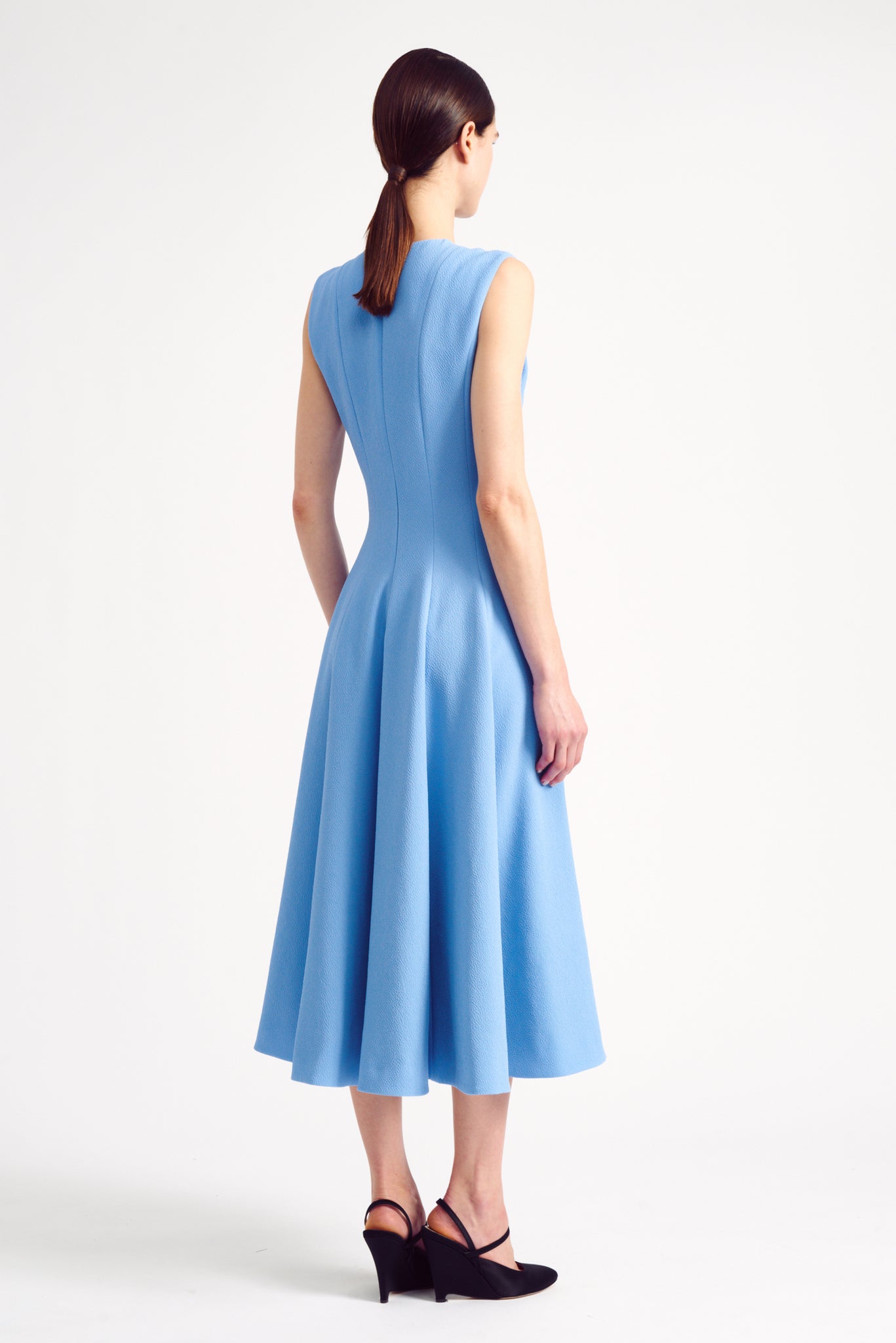 Marlen Dress in Celeste Blue Double Crepe | Emilia Wickstead