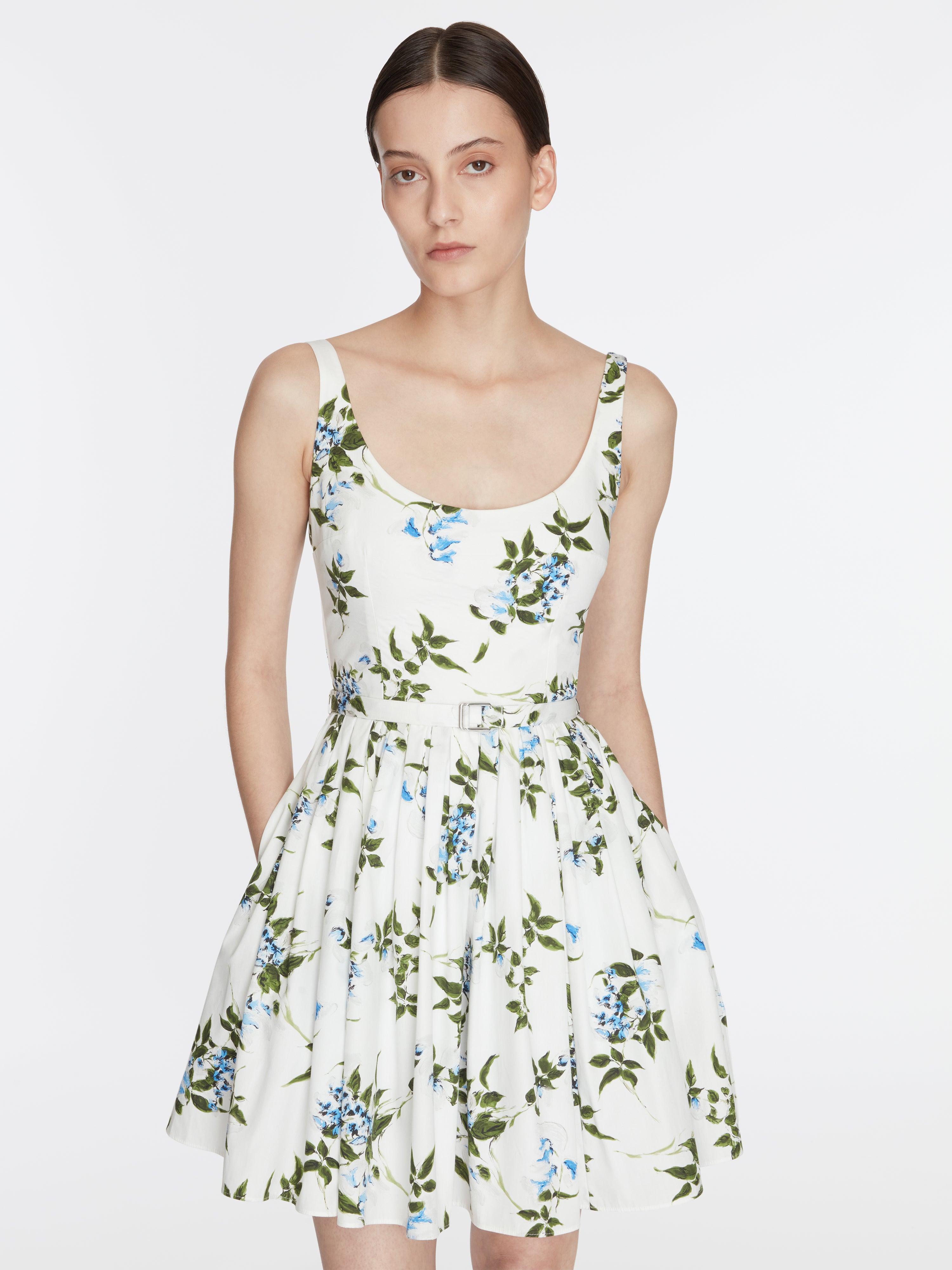Mini Eglantine Dress In Lilac Lillies & Cherry Print on White