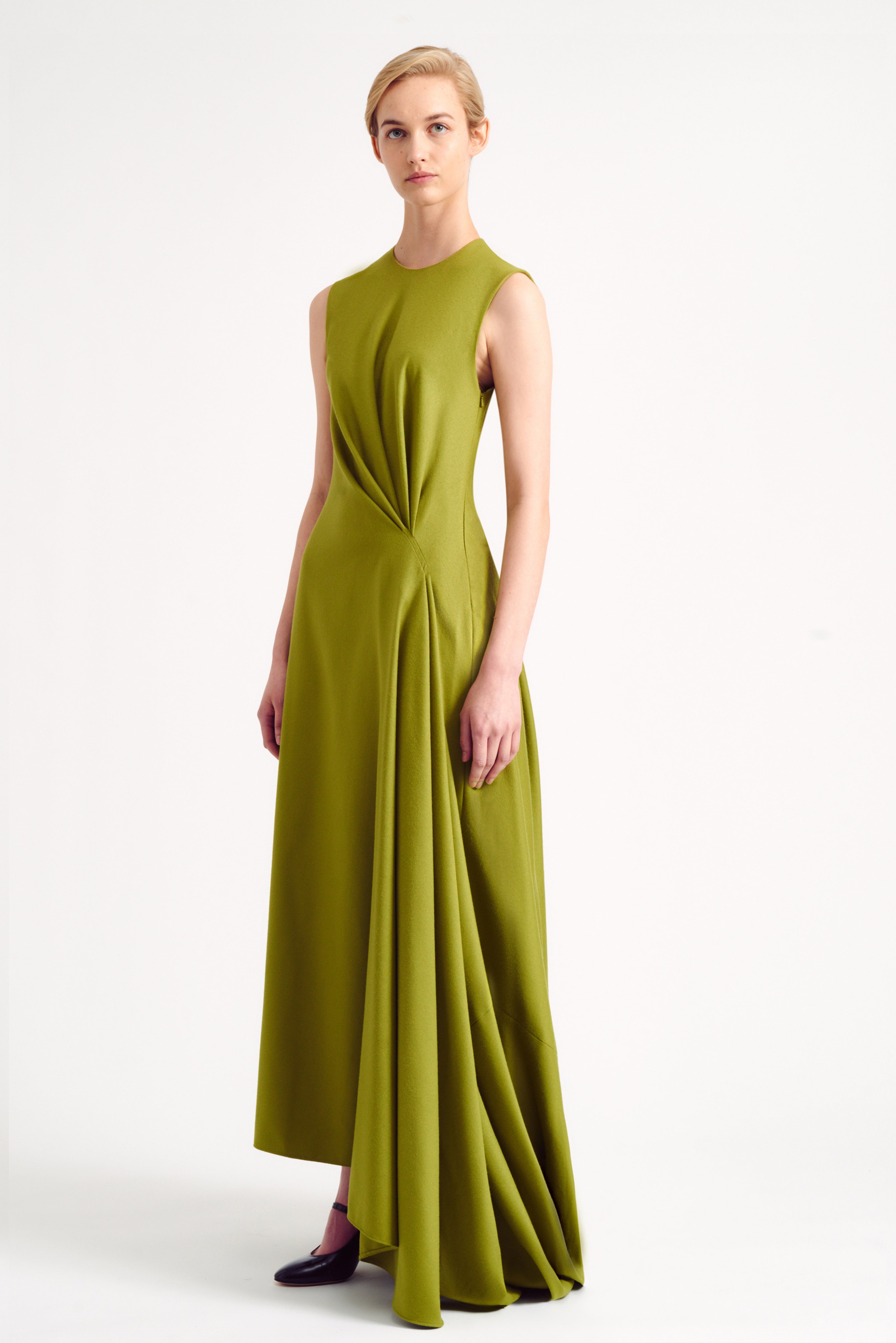 Neha Maxi Dress Chartreuse Flanella | Emilia Wickstead Neha Maxi Dress Chartreuse Flanella | Emilia Wickstead