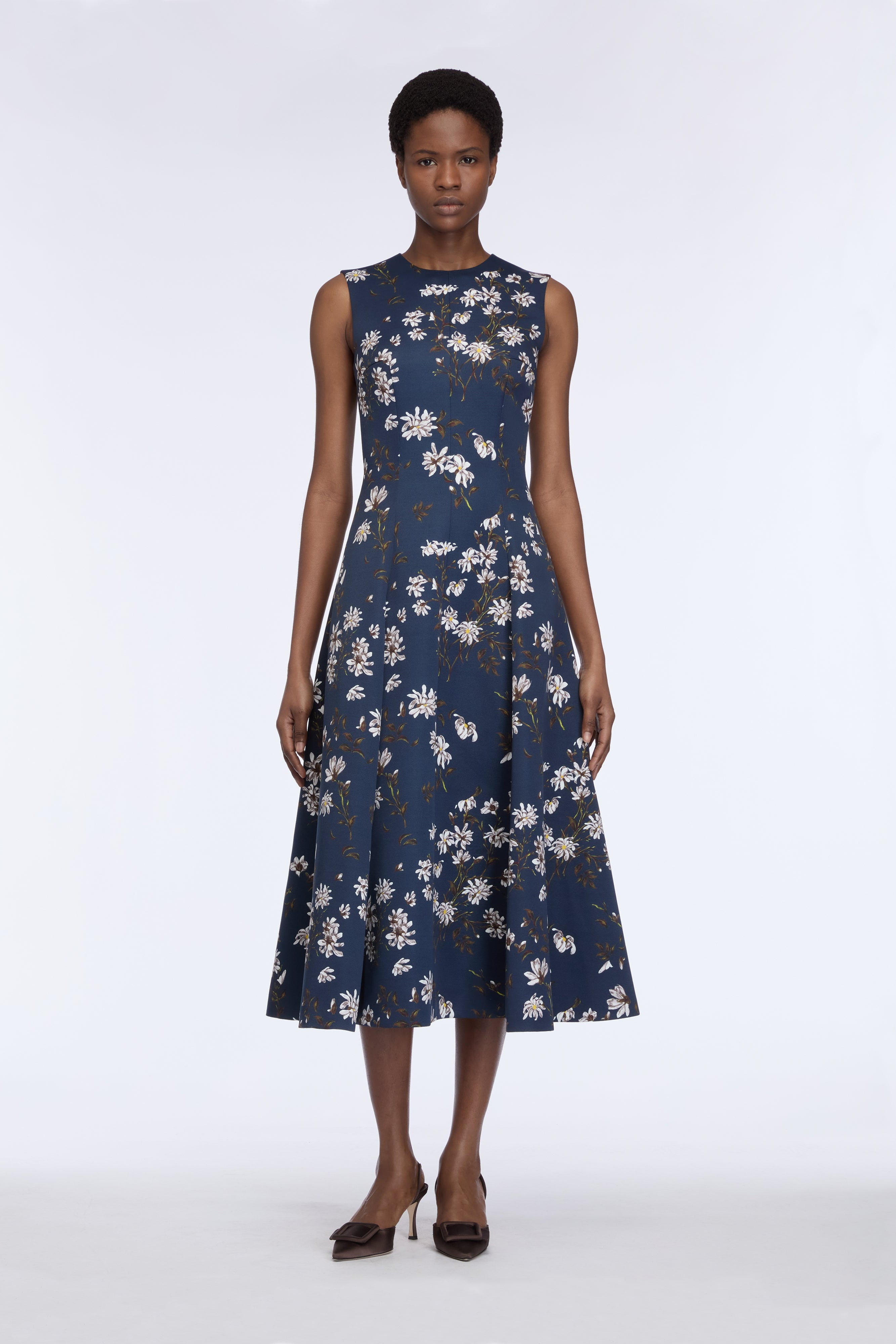 Mara Dress in Midnight Magnolia Taffeta Faille– Emilia Wickstead