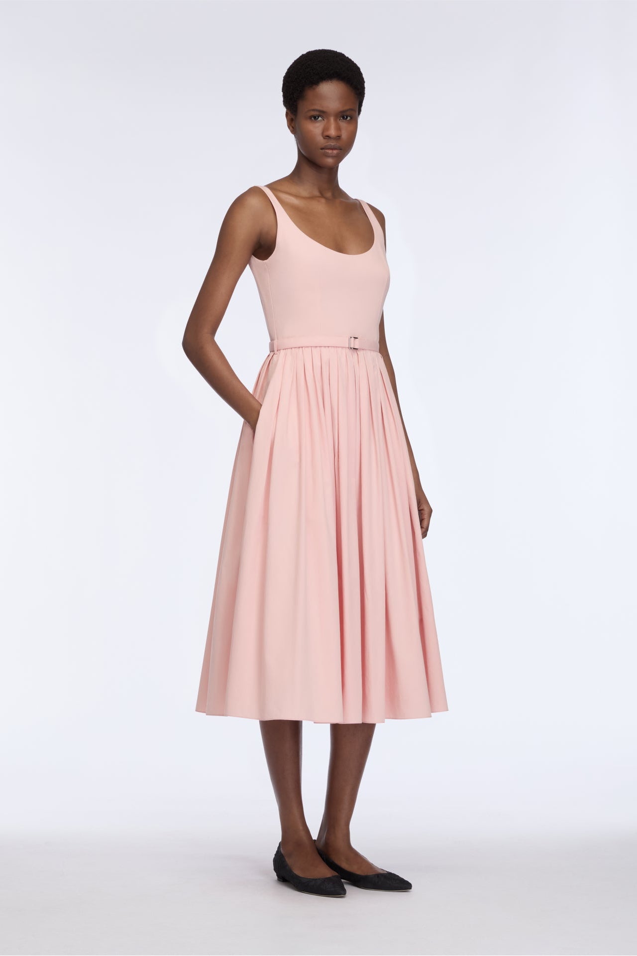 pale pink cotton dress Light Pink Floral Print Cotton Dress - Midi Dresses