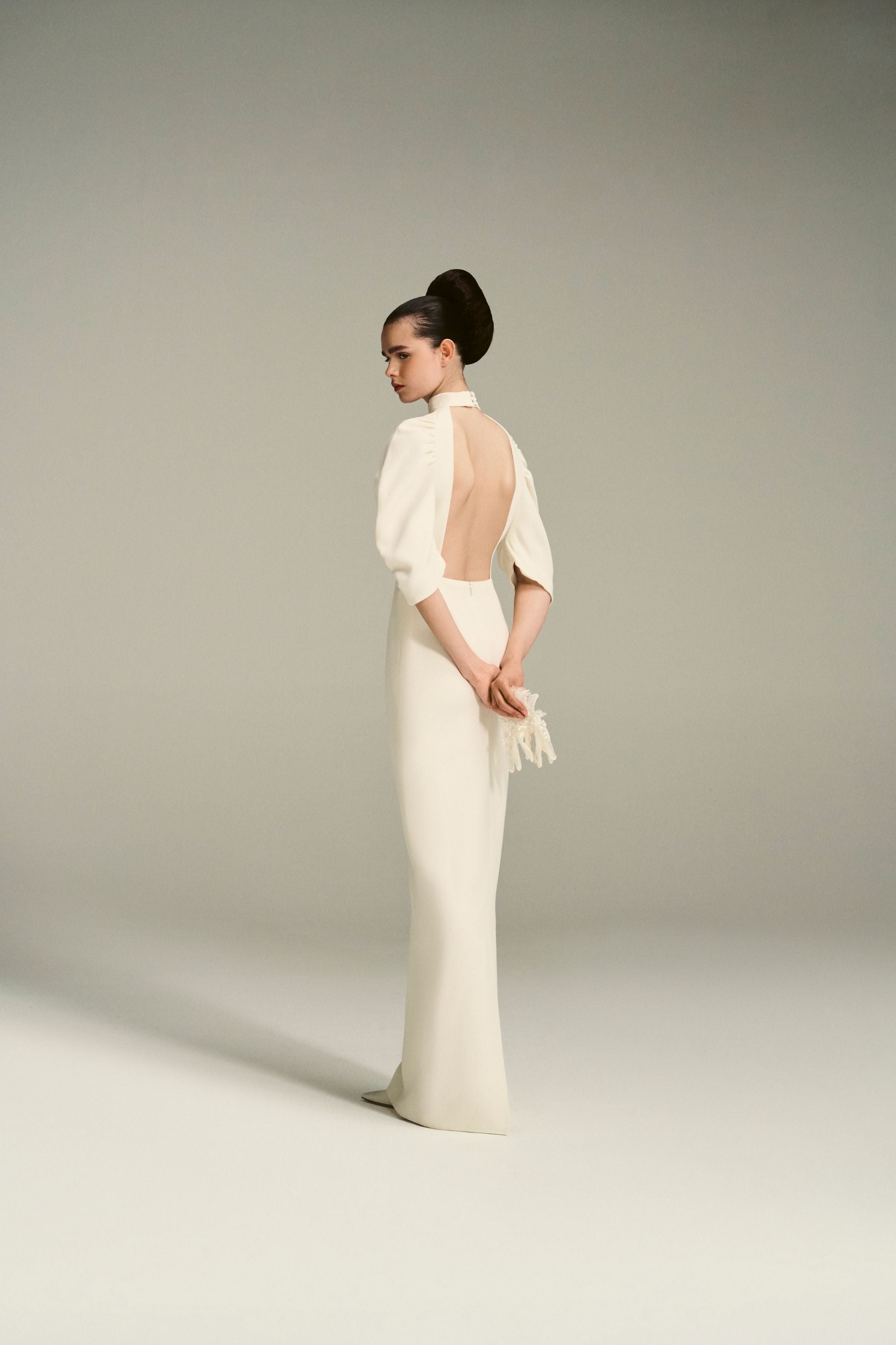 Sharonella Bridal Dress In Ivory Double Wool Crepe | Emilia Wickstead Sharonella Bridal Dress In Ivory Double Wool Crepe | Emilia Wickstead