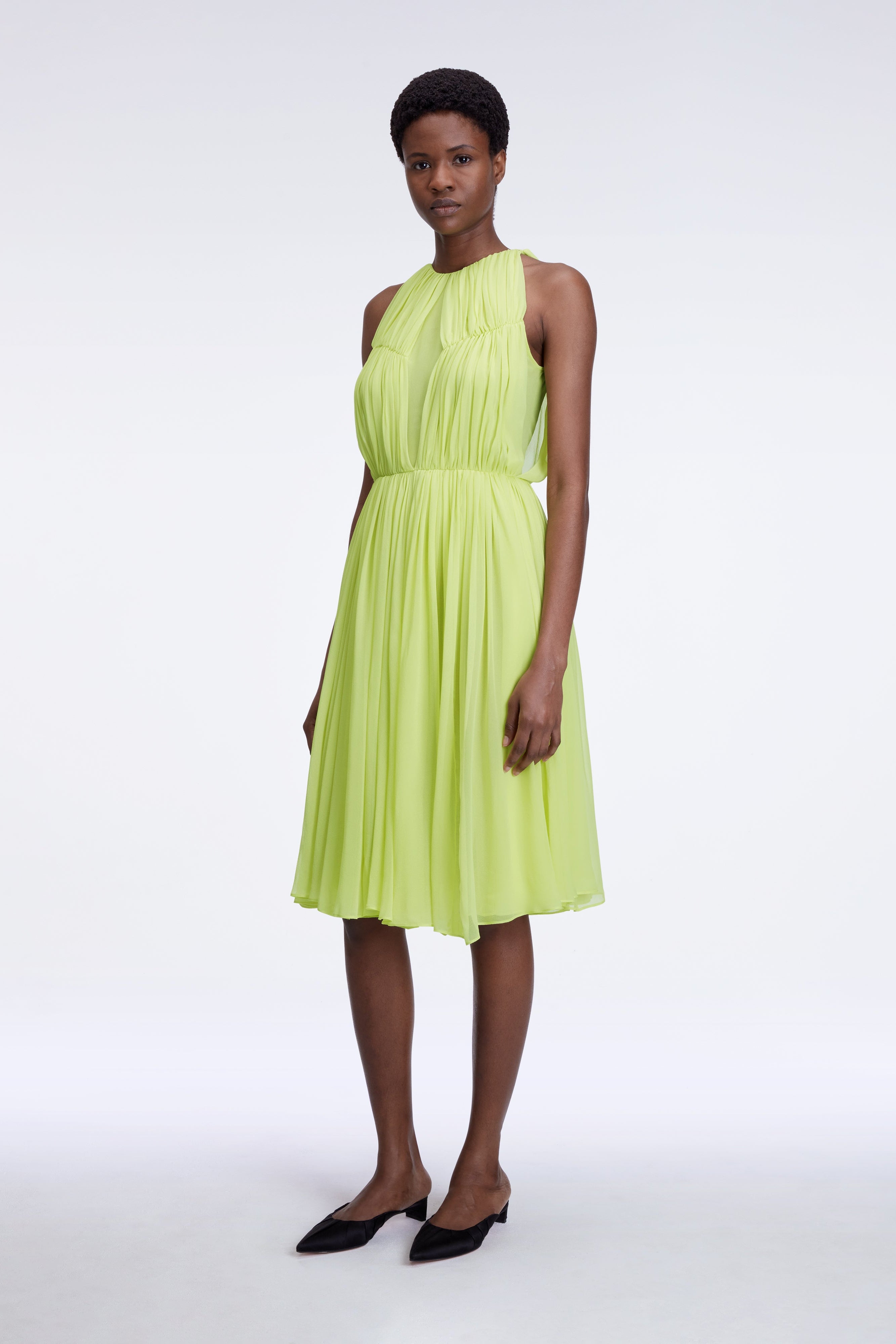 Wilson Dress In Lime Chiffon Crepe | Emilia Wickstead Wilson Dress In Lime Chiffon Crepe | Emilia Wickstead