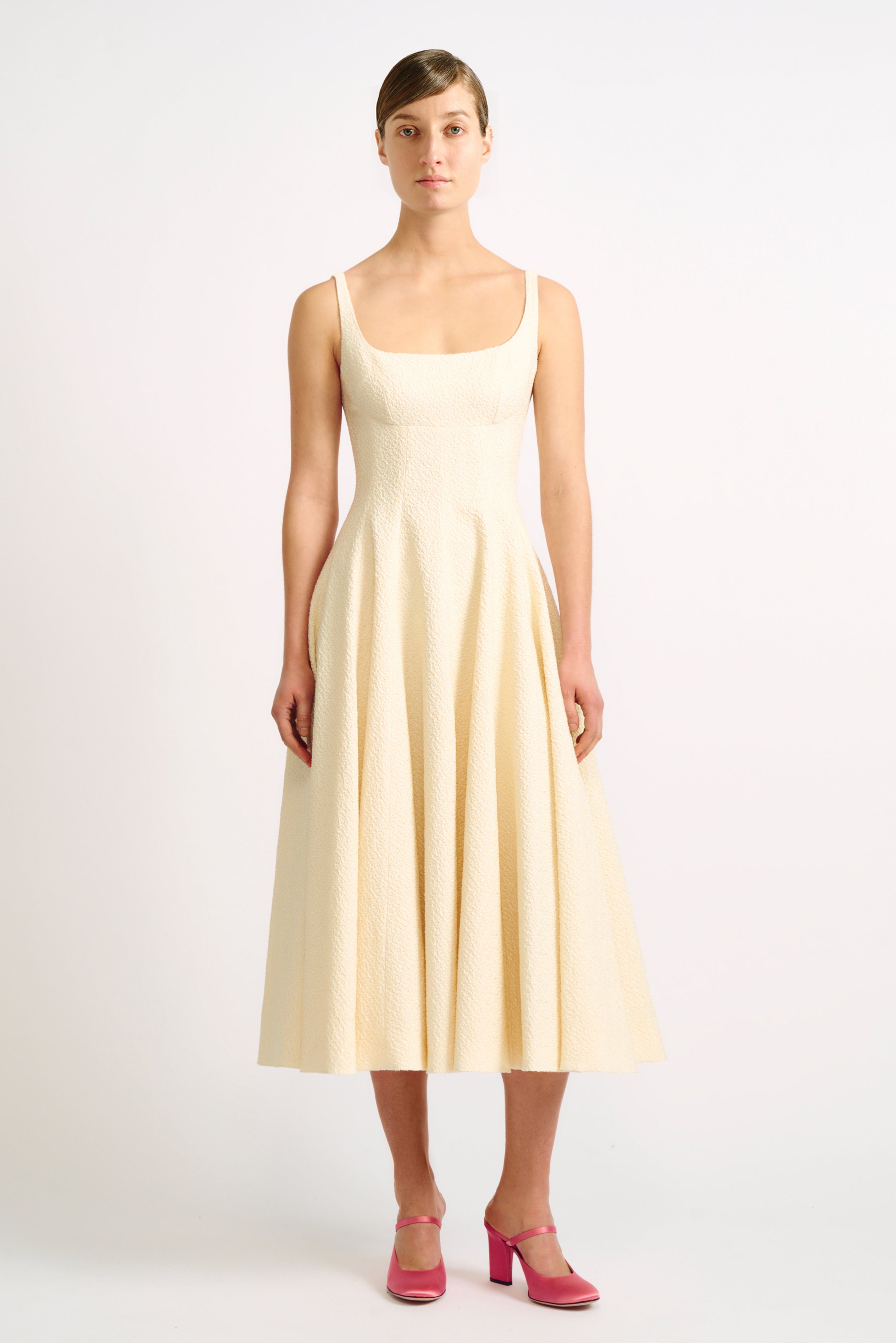 Tollin Ivory Cotton Boucle Dress Tollin Ivory Cotton Boucle Dress