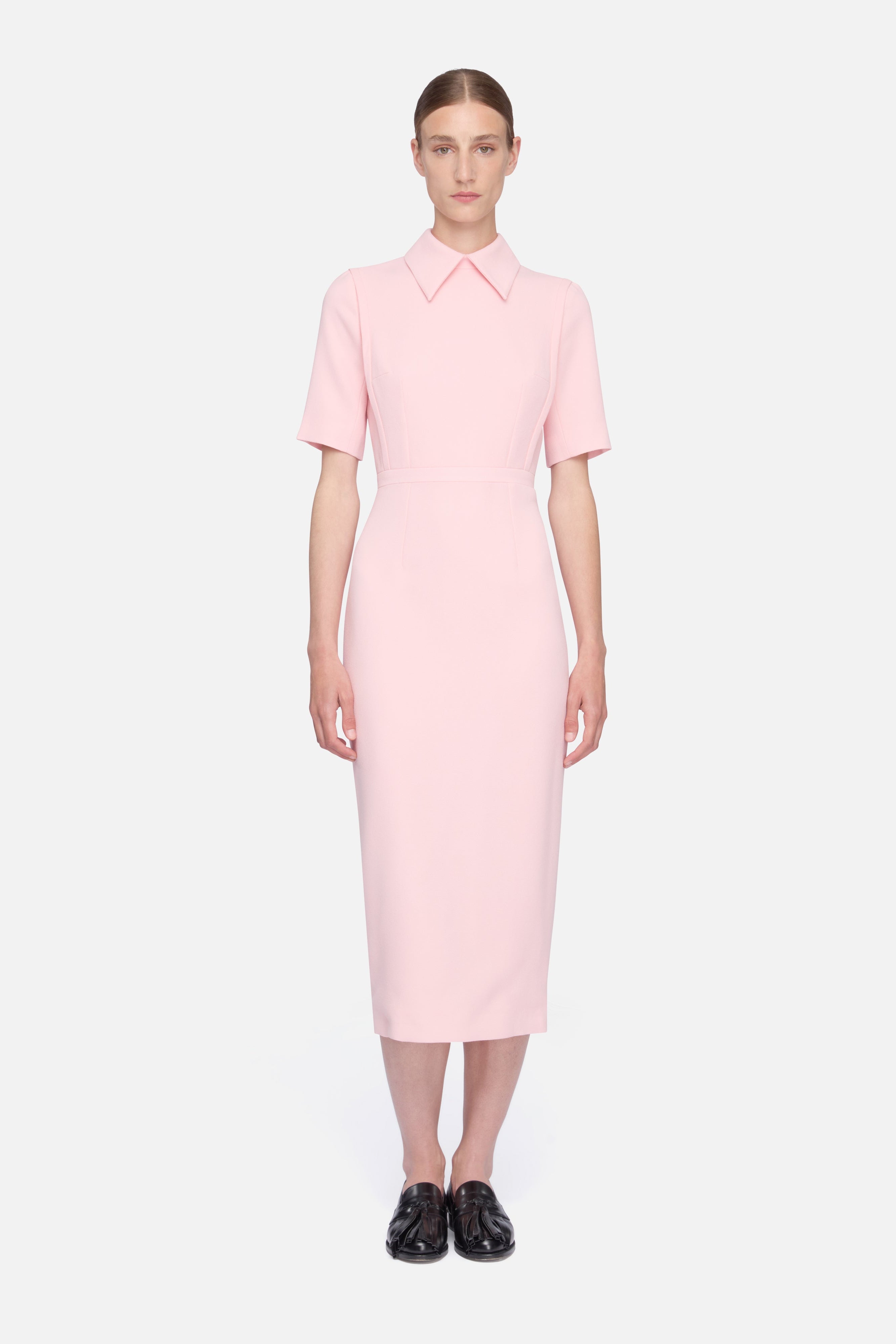 Valletta Dress in Light Pink Single Wool Crepe– Emilia Wickstead