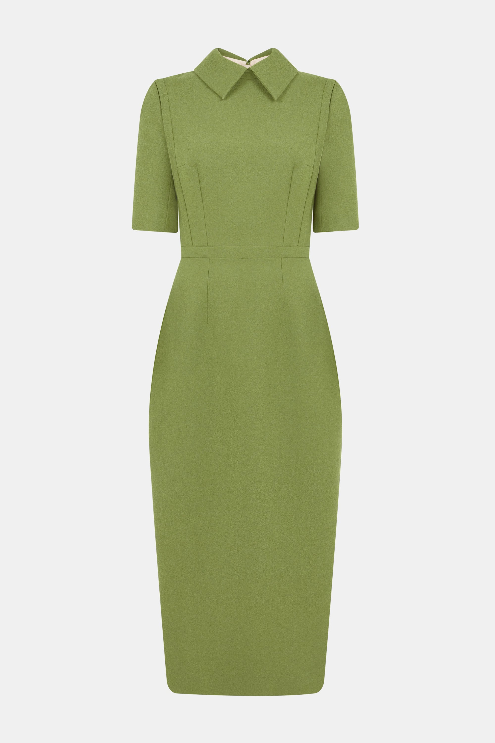 Valletta Dress In Olive Single Wool Crepe | Emilia Wickstead Valletta Dress In Olive Single Wool Crepe | Emilia Wickstead